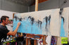 Light Creme Blueley 160cm x 60cm Blue Creme Abstract Painting (SOLD)-Abstract-[Franko Artist]-[Gold Coast]-[Brisbane]-[Huge]-Franklin Art Studio