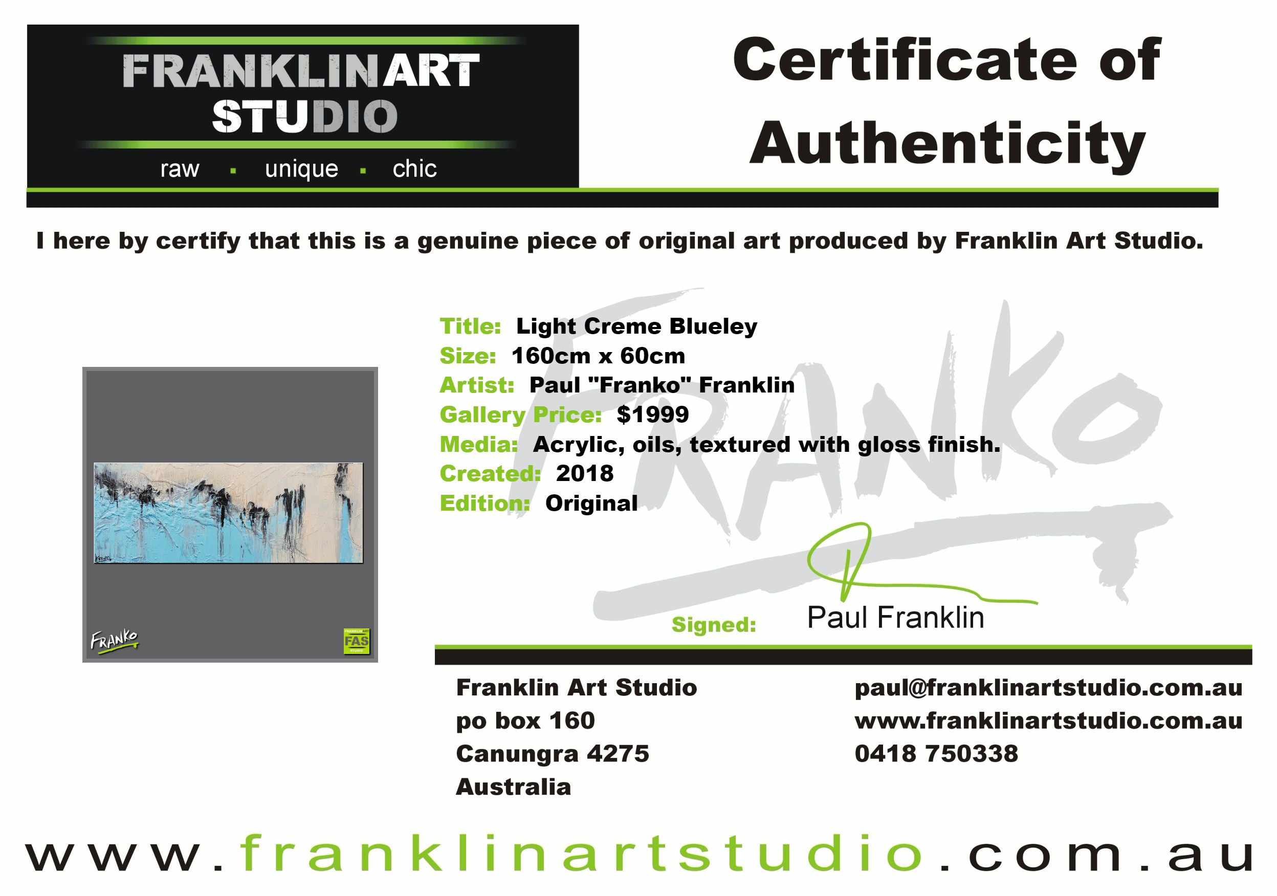 Light Creme Blueley 160cm x 60cm Blue Creme Abstract Painting (SOLD)-Abstract-[Franko Artist]-[Cheryl]-[Wendy]-[Gabriela]-Franklin Art Studio