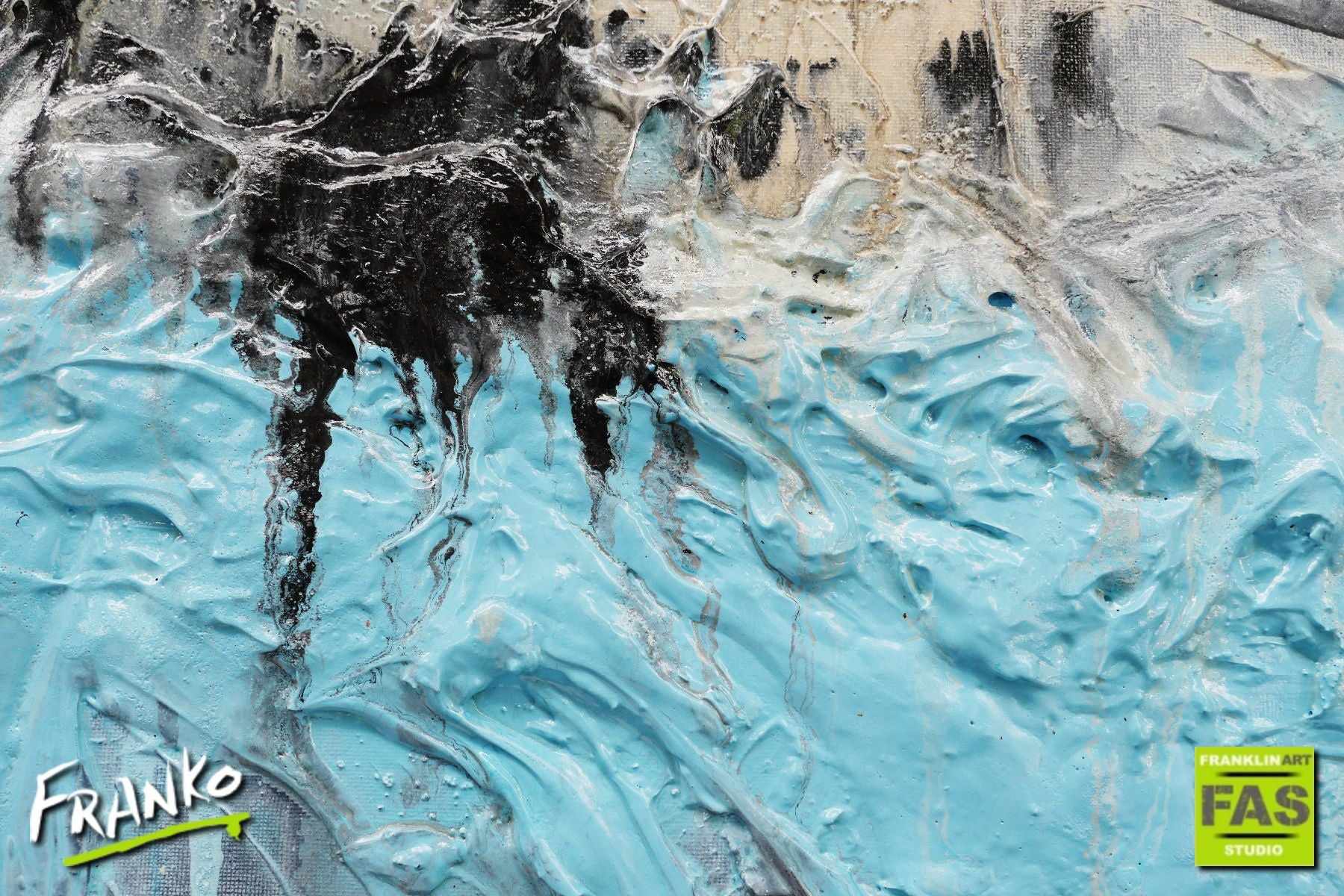 Light Creme Blueley 160cm x 60cm Blue Creme Abstract Painting (SOLD)-Abstract-[Franko]-[Artist]-[Australia]-[Painting]-Franklin Art Studio