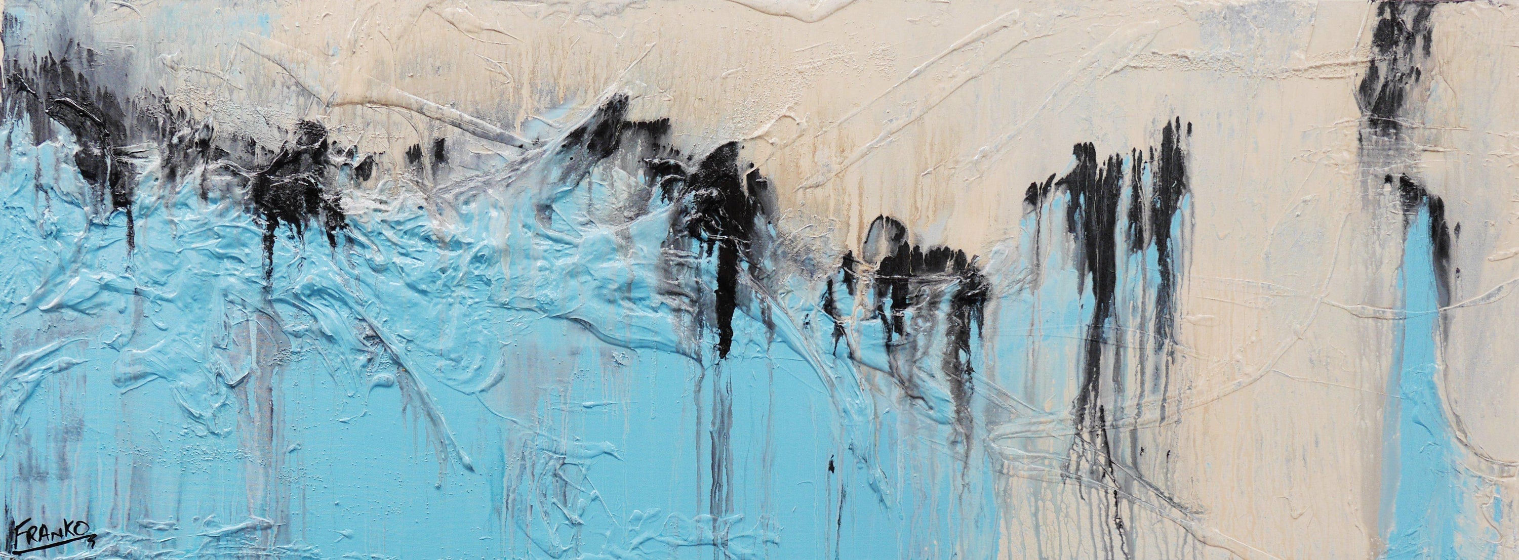 Light Creme Blueley 160cm x 60cm Blue Creme Abstract Painting (SOLD)-Abstract-[Franko ]-[Gallery]-[popular]-[Australia]-Franklin Art Studio
