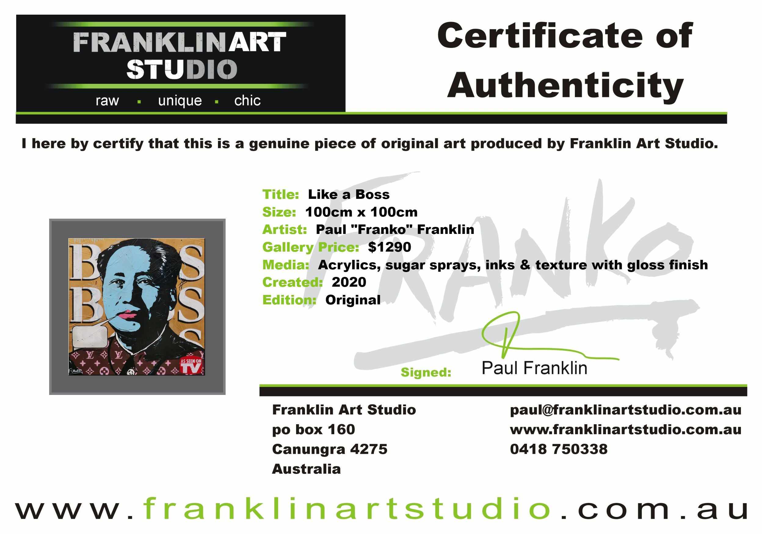 Like a Boss 100cm x 100cm Mao Zedong Textured Urban Pop Art Painting (SOLD)-Urban Pop Art-[Franko Artist]-[Cheryl]-[Wendy]-[Gabriela]-Franklin Art Studio