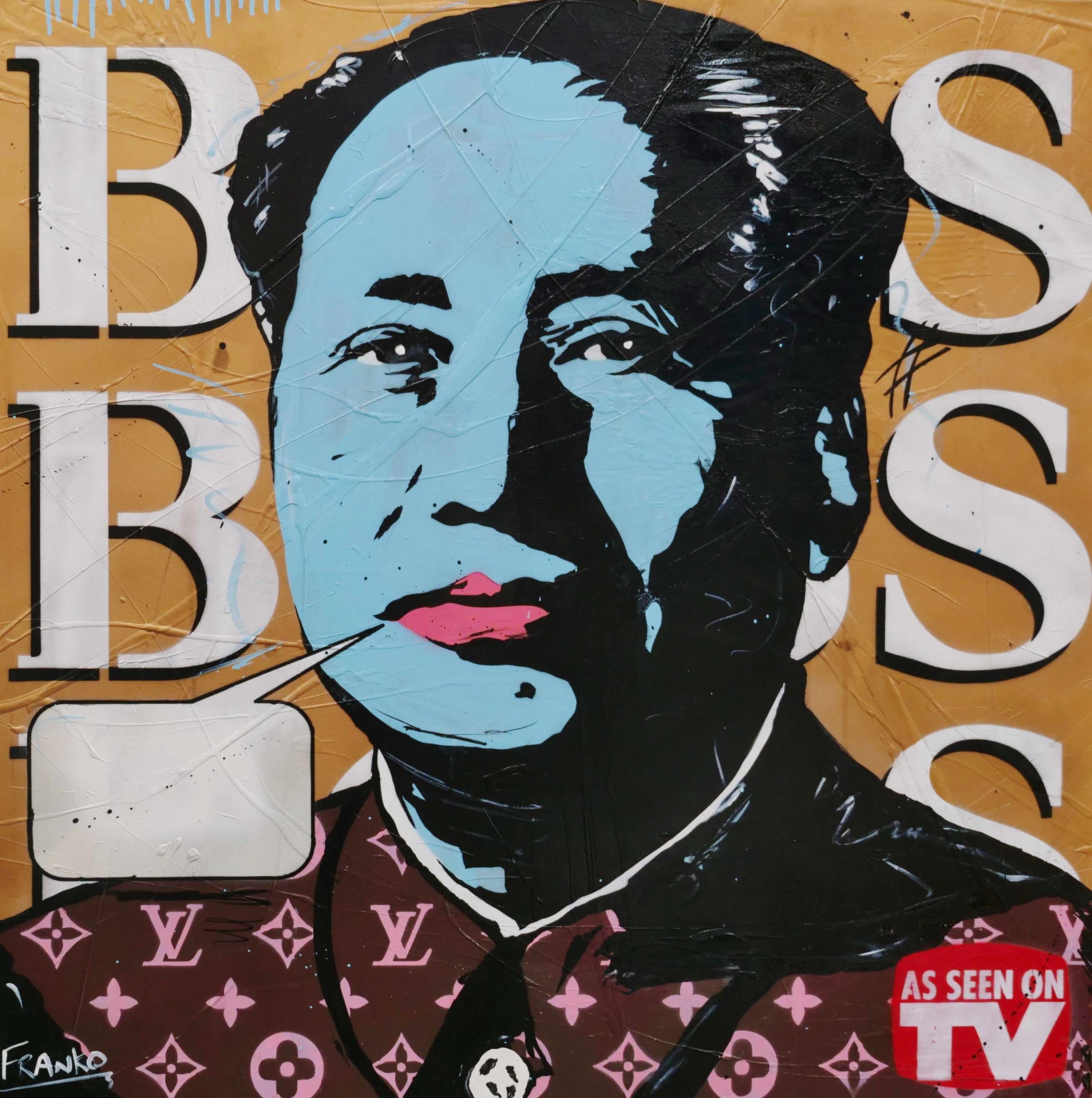Like a Boss 100cm x 100cm Mao Zedong Textured Urban Pop Art Painting (SOLD)-Urban Pop Art-Franko-[Franko]-[Australia_Art]-[Art_Lovers_Australia]-Franklin Art Studio