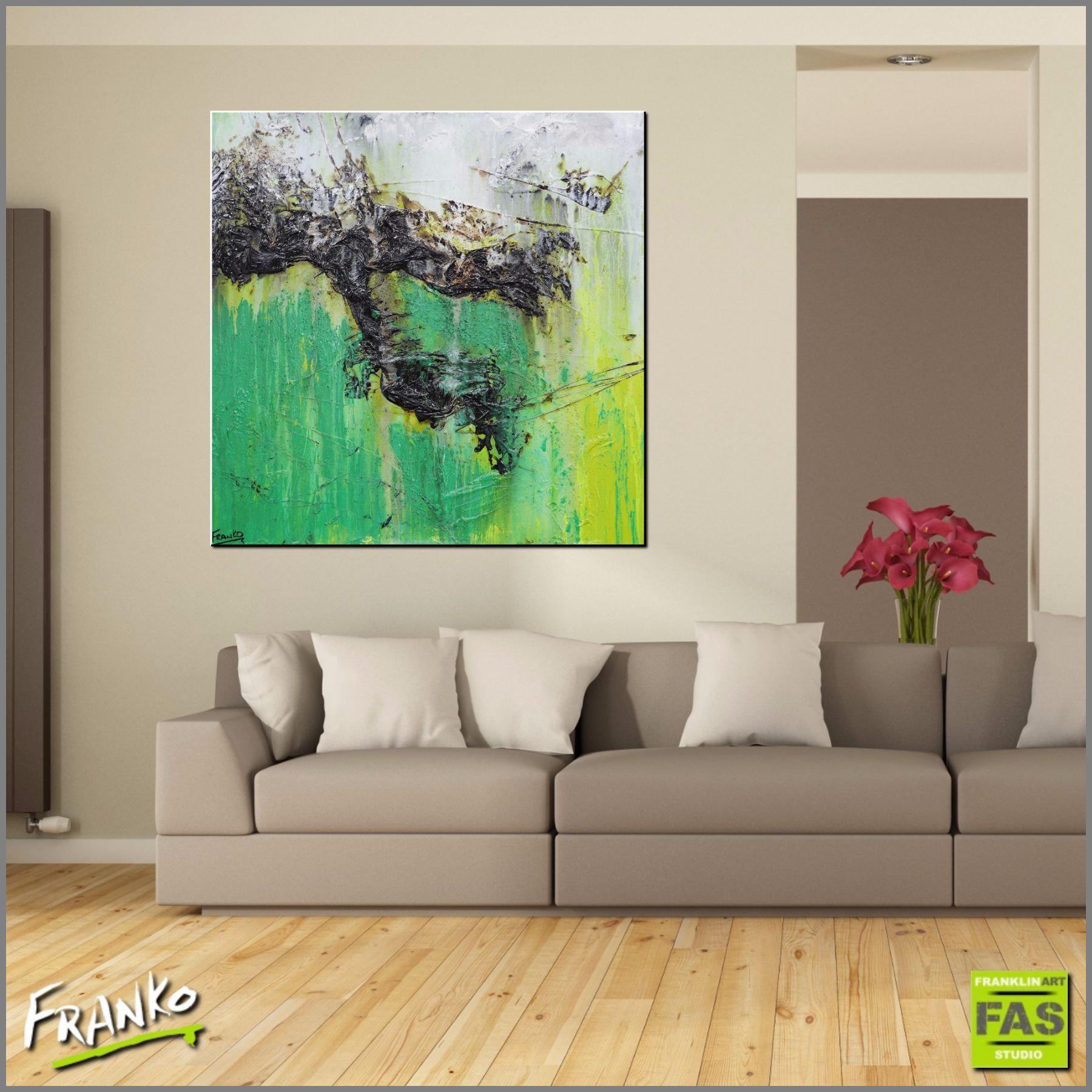 Lime And Sublime 100cm x 100cm Green Abstract Painting (SOLD)-abstract-Franko-[Franko]-[huge_art]-[Australia]-Franklin Art Studio