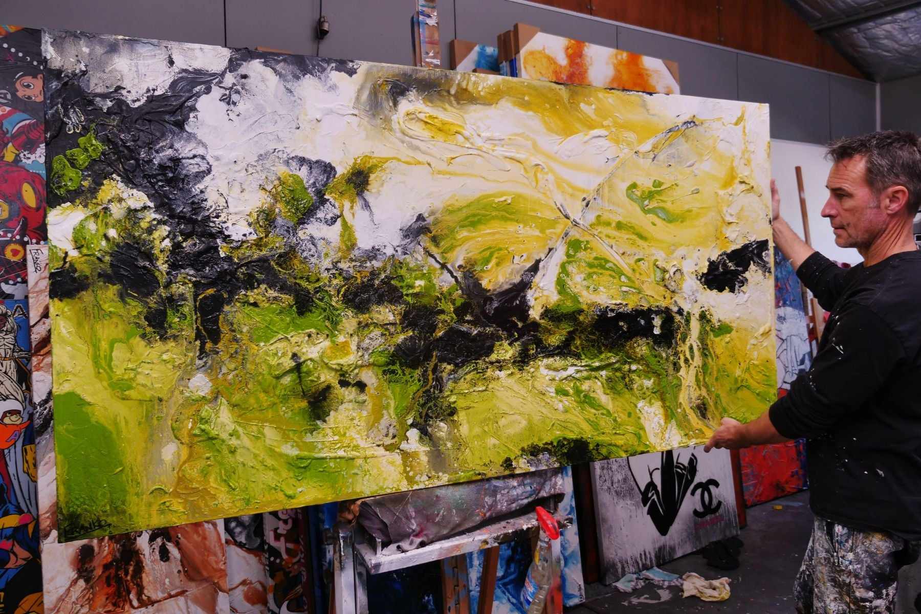 Lime By Design 190cm x 100cm Lime Rust Textured Abstract Painting (SOLD)-Abstract-Franko-[franko_art]-[beautiful_Art]-[The_Block]-Franklin Art Studio