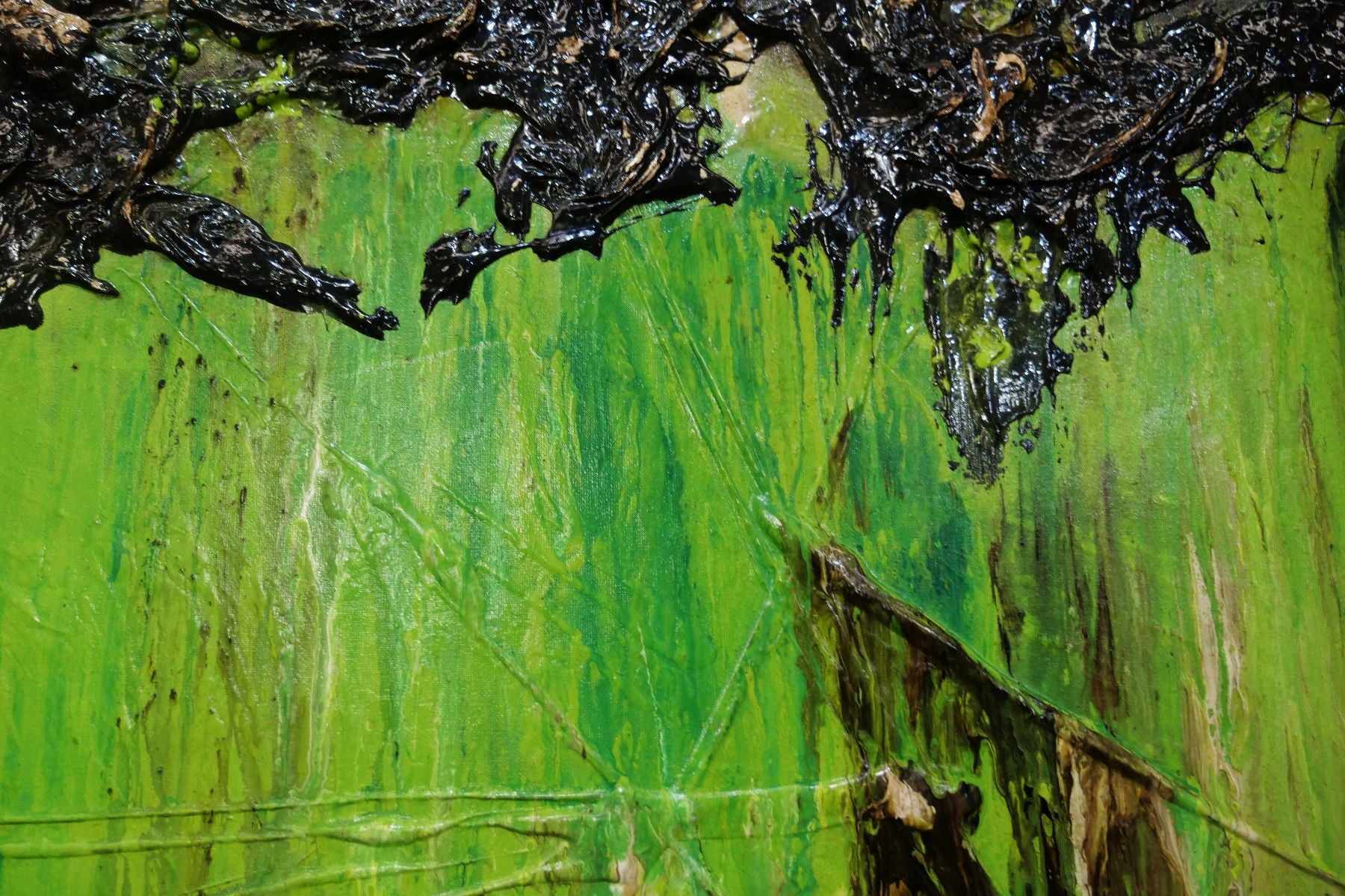 Lime Earth 160cm x 100cm Green Textured Abstract Painting (SOLD)