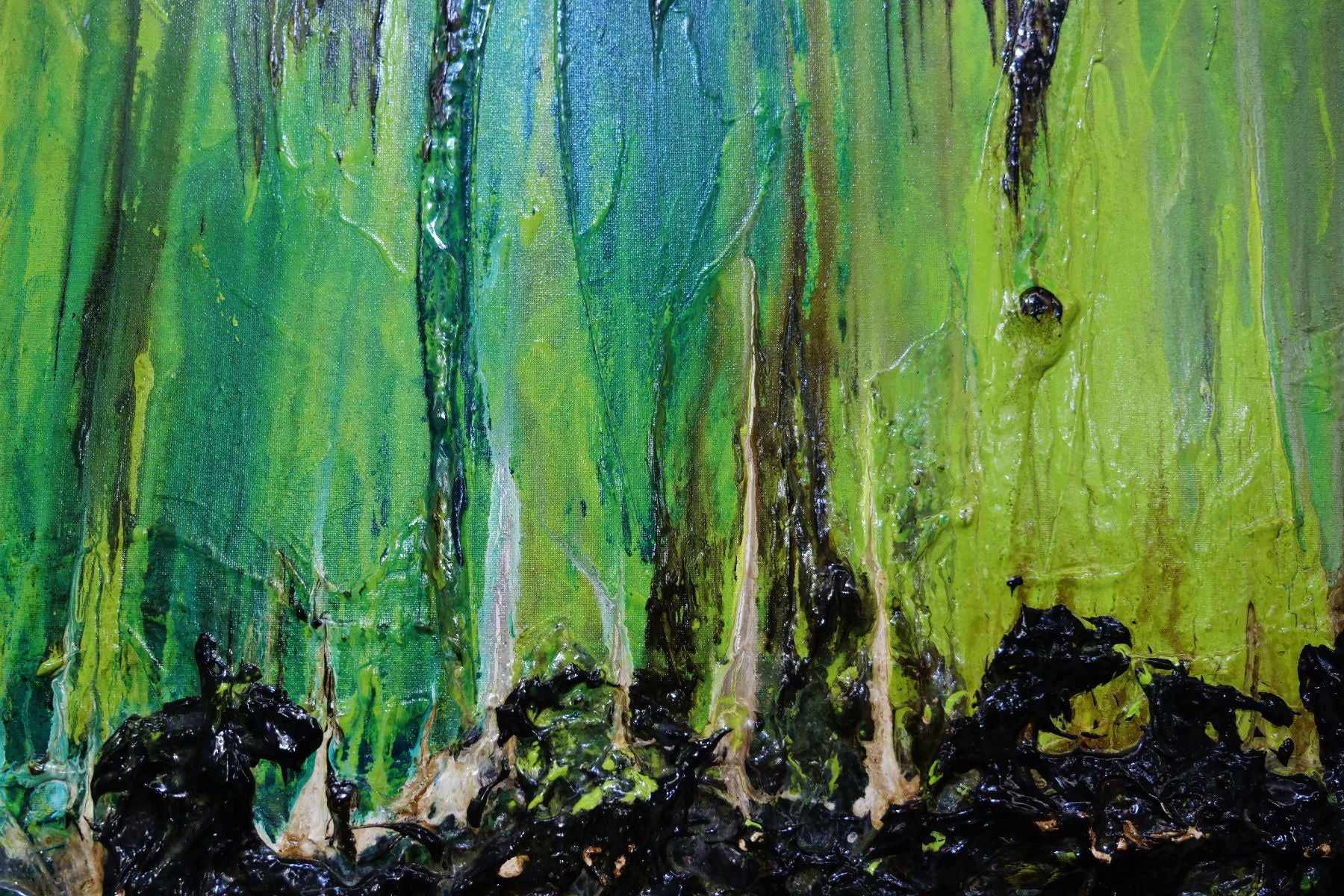 Lime Earth 160cm x 100cm Green Textured Abstract Painting (SOLD)