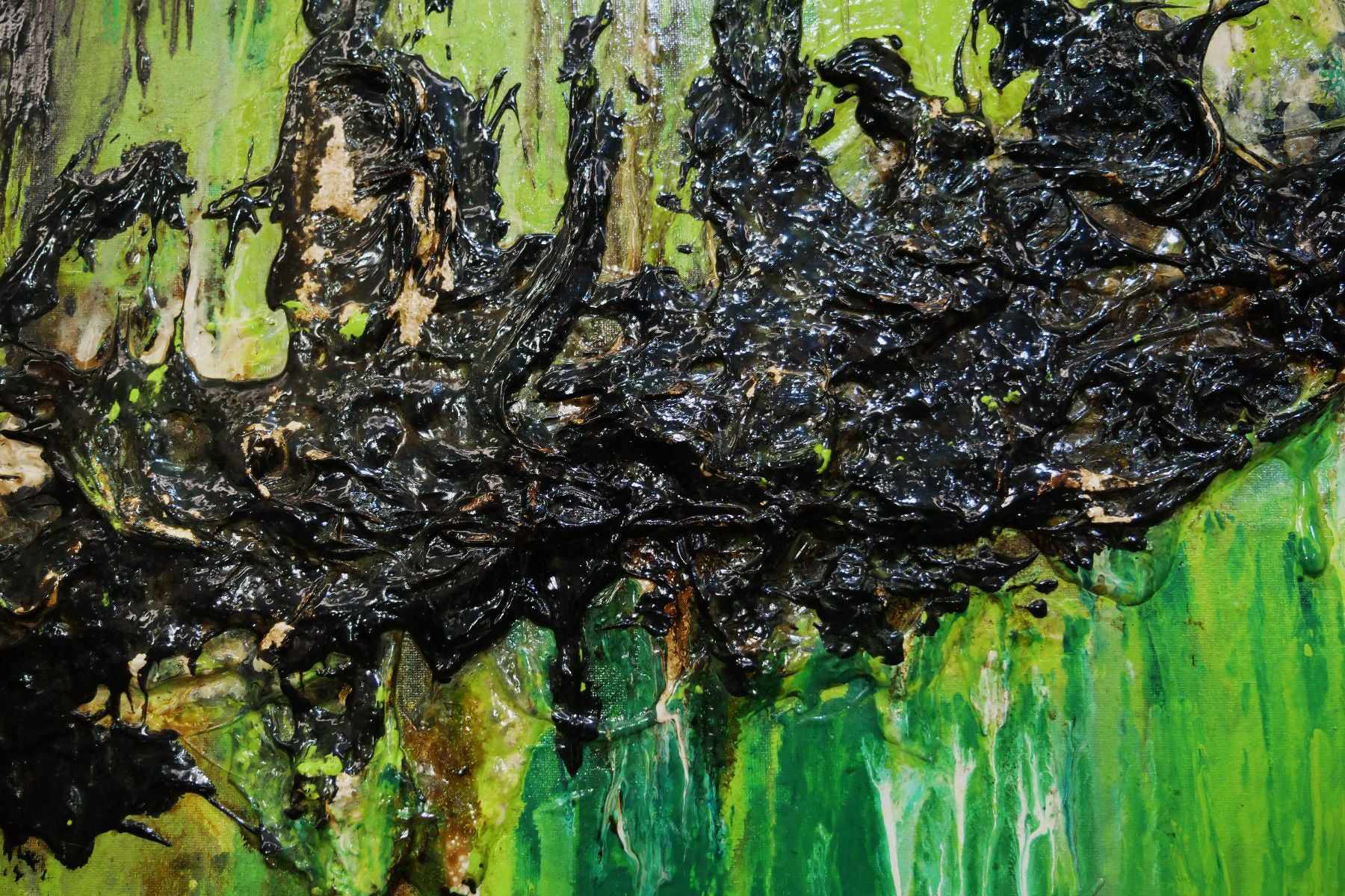 Lime Earth 160cm x 100cm Green Textured Abstract Painting (SOLD)