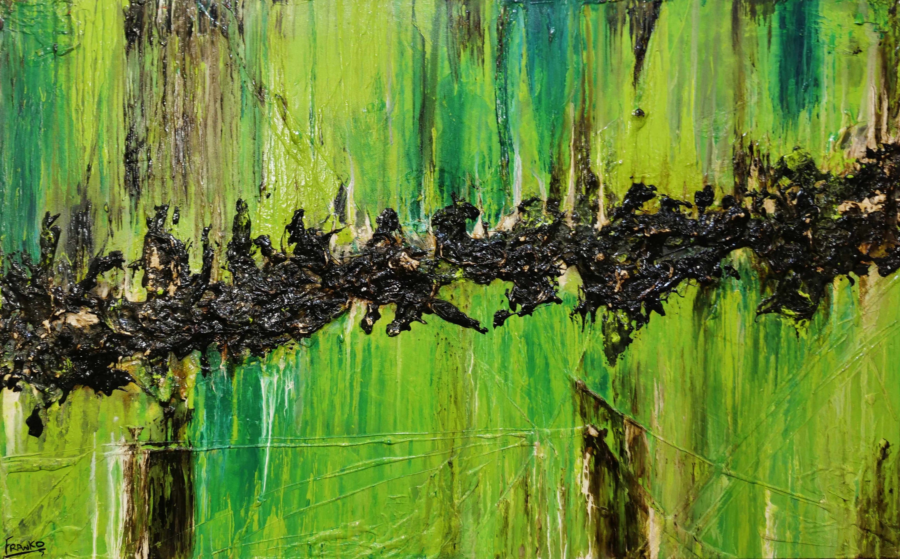 Lime Earth 160cm x 100cm Green Textured Abstract Painting (SOLD)-abstract-[Franko]-[Australian Artist]-[Large]-[Popular]-Franklin Art Studio