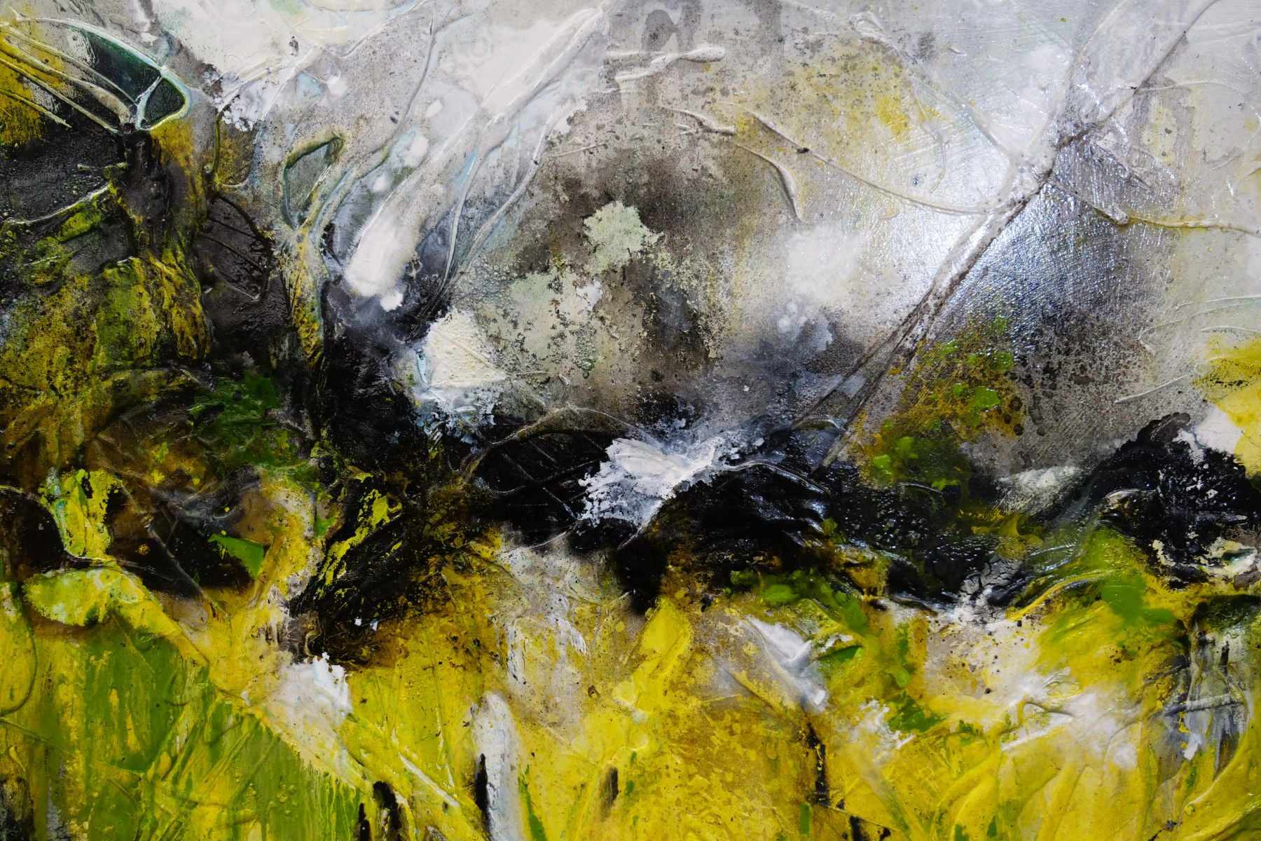 Lime Tonic 190cm x 100cm Green White Textured Abstract Painting (SOLD)