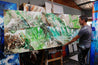 Lime and Cinnamon 240cm x 100cm Green Cream Textured Abstract Painting (SOLD)-Abstract-Franko-[franko_artist]-[Art]-[interior_design]-Franklin Art Studio