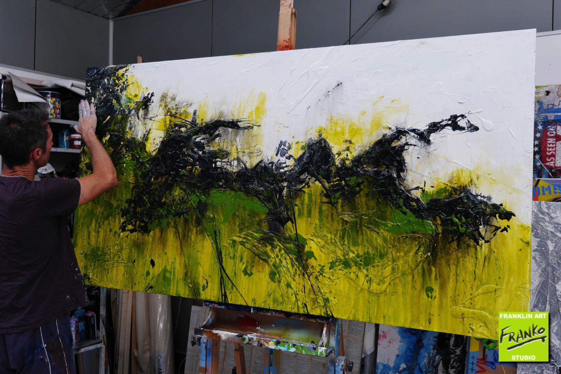 Limer 190cm x 100cm White Green Textured Abstract Painting (SOLD)-Abstract-[Franko Artist]-[Gold Coast]-[Brisbane]-[Huge]-Franklin Art Studio