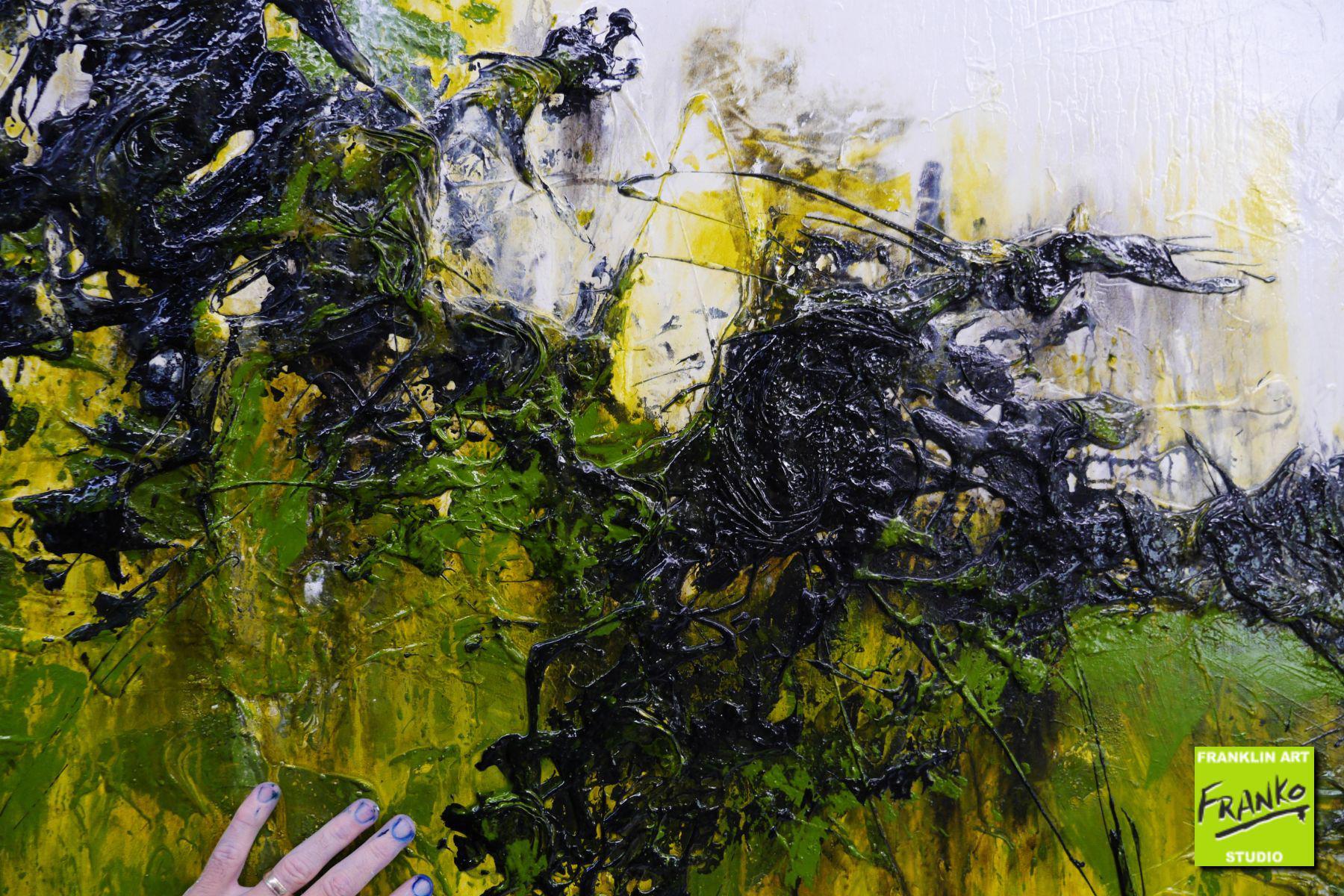 Limer 190cm x 100cm White Green Textured Abstract Painting (SOLD)