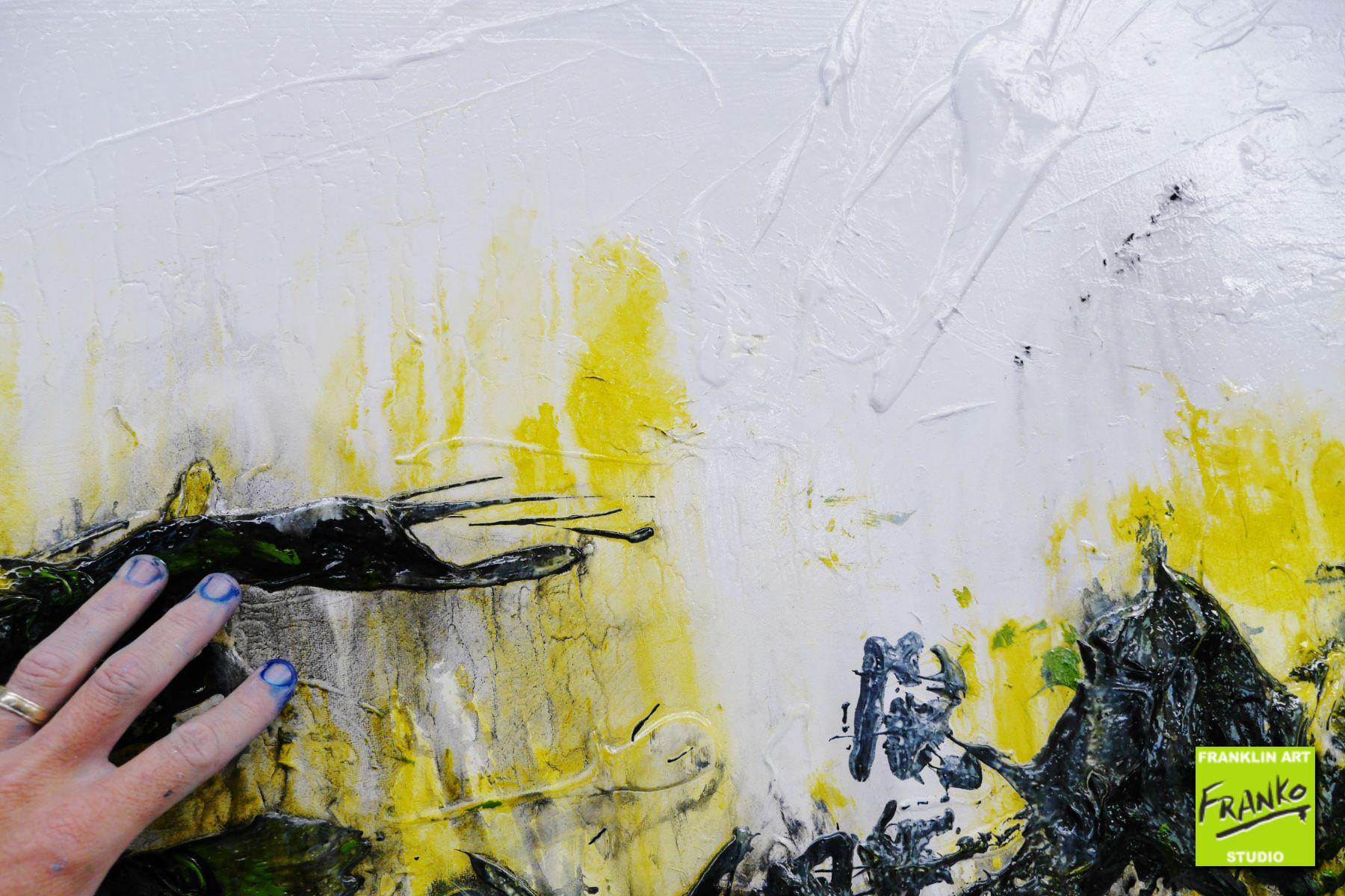 Limer 190cm x 100cm White Green Textured Abstract Painting (SOLD)