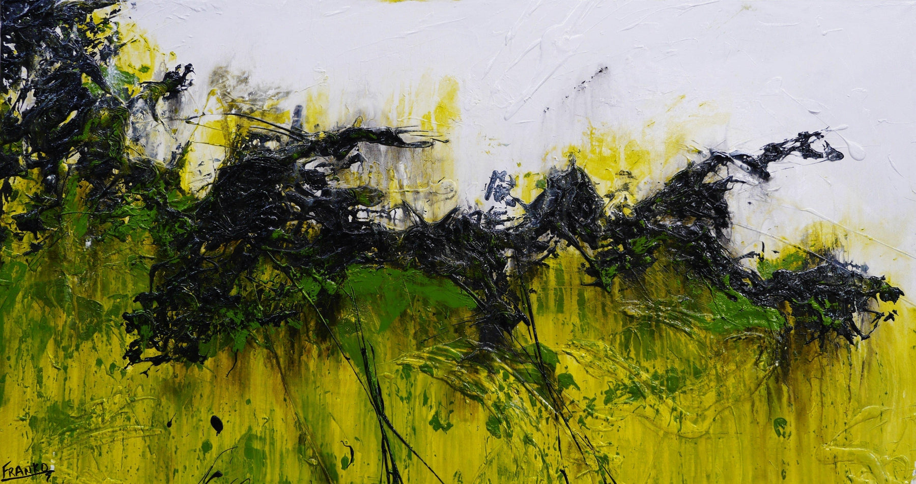 Limer 190cm x 100cm White Green Textured Abstract Painting (SOLD)-Abstract-Franko-[Franko]-[Australia_Art]-[Art_Lovers_Australia]-Franklin Art Studio