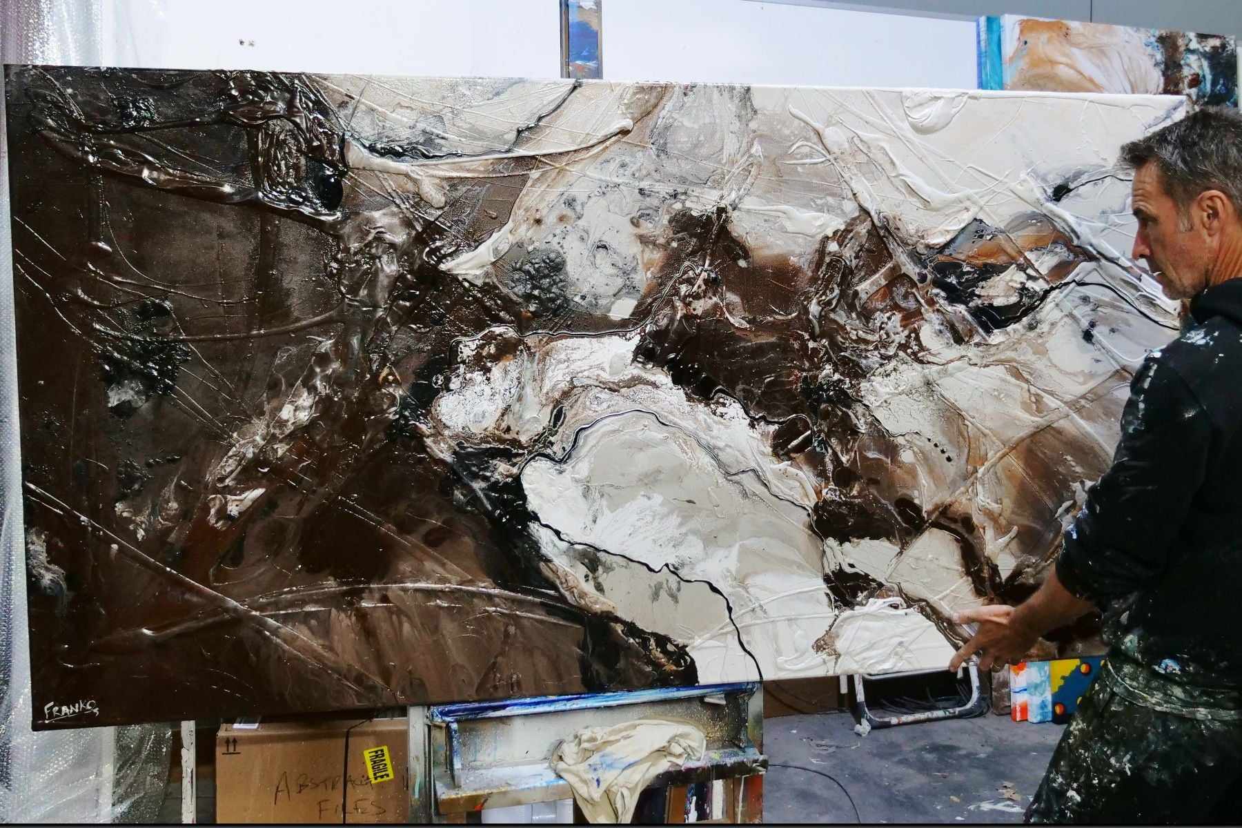 Linger 190cm x 100cm Brown Malt Textured Abstract Painting (SOLD)-Abstract-[Franko]-[Australian]-[Popular]-[Best Selling]-Franklin Art Studio