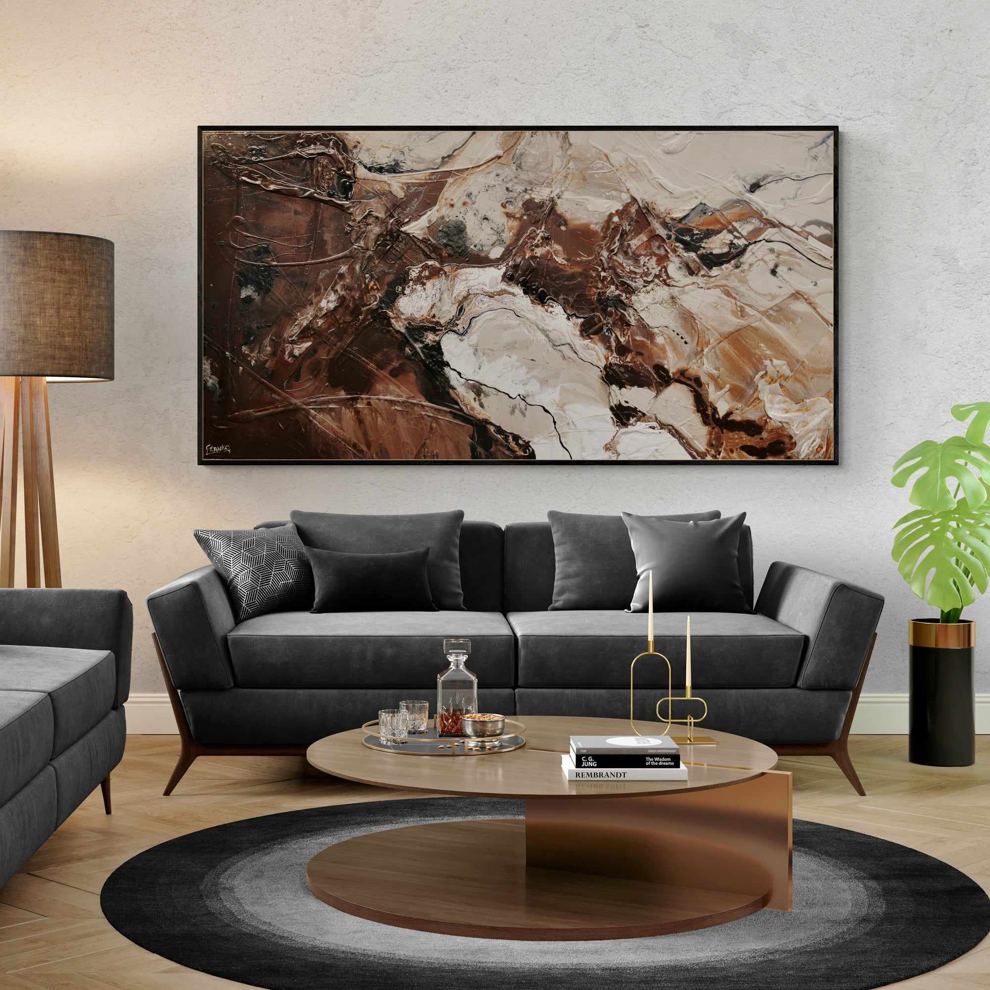 Linger 190cm x 100cm Brown Malt Textured Abstract Painting (SOLD)-Abstract-Franko-[huge]-[Australian]-[best Selling]-Franklin Art Studio