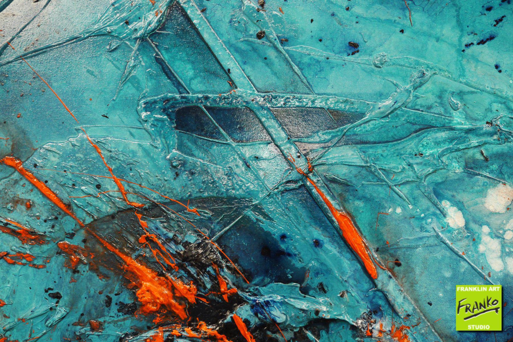 Liquid Candy 190cm x 100cm Blue Orange Textured Abstract Painting (SOLD)