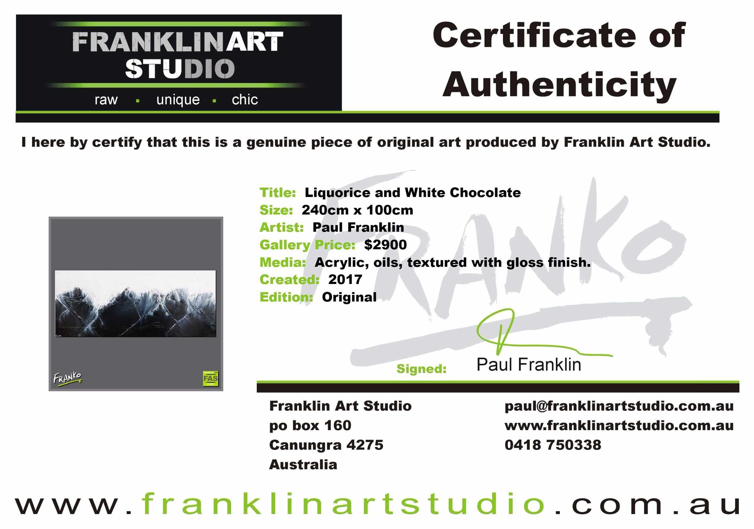 Liquorice And White Chocolate 240cm x 100cm Black White Abstract Painting (SOLD)-abstract-Franko-[franko_art]-[beautiful_Art]-[The_Block]-Franklin Art Studio