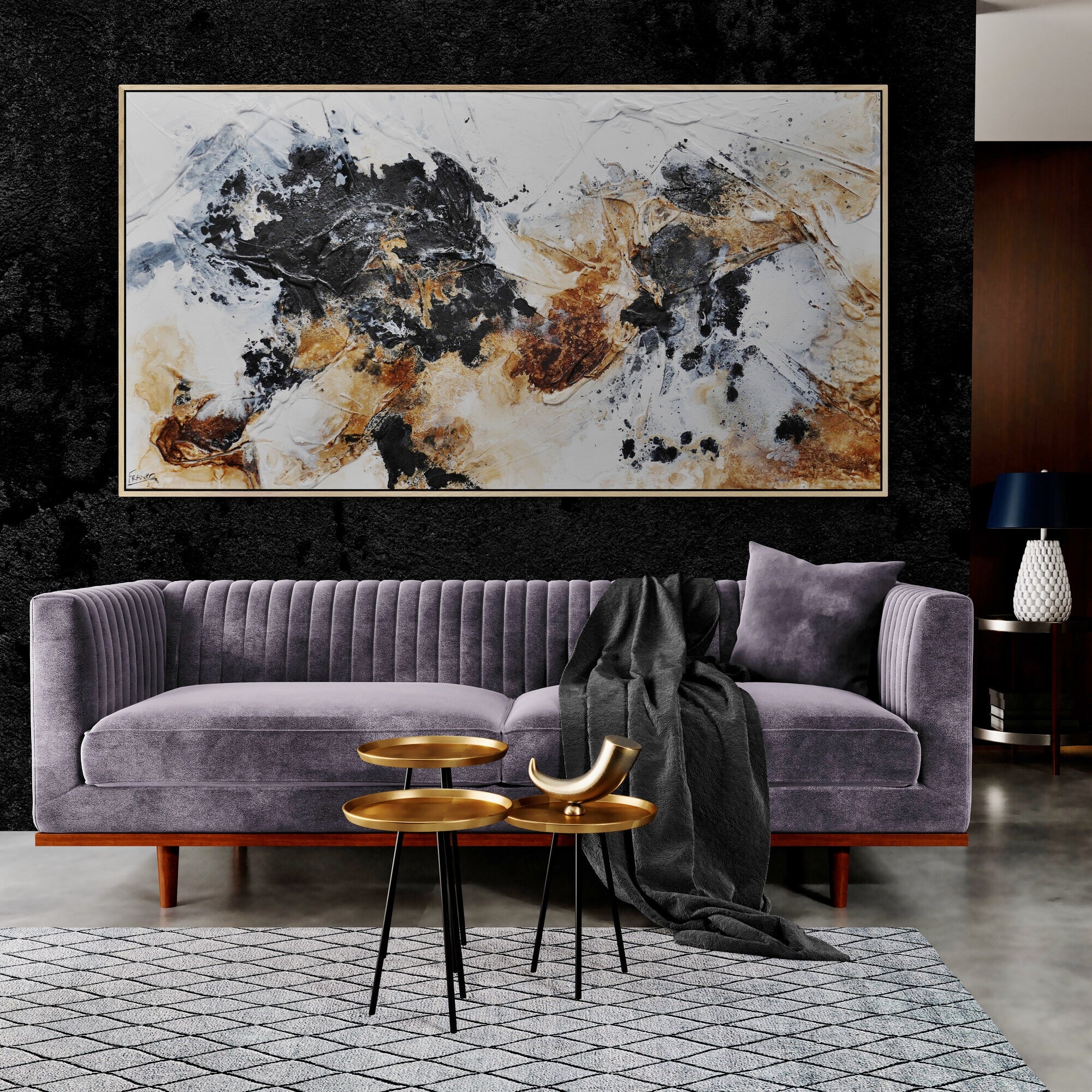 Lunar 190cm x 100cm Rusts Blacks Slates White Textured Abstract Painting (SOLD)