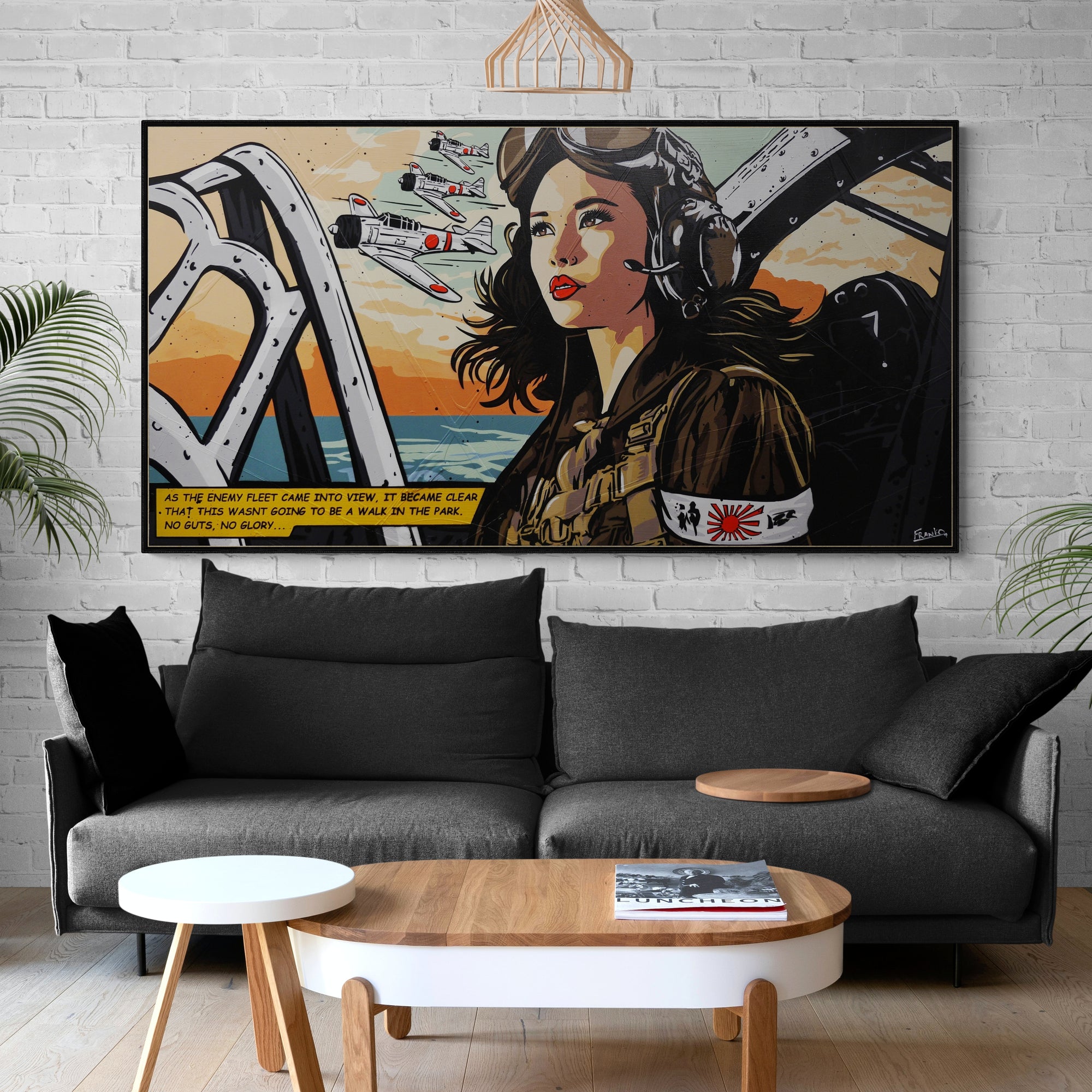 The Enemy Fleet ... 190cm x 100cm Woman War Textured Urban Pop Art Painting (SOLD)-Urban Pop Art-Franko-[huge]-[Australian]-[best Selling]-Franklin Art Studio