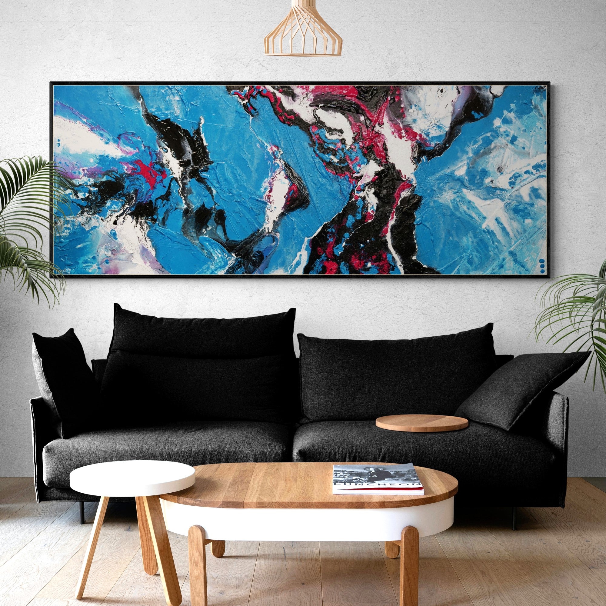 Teal Silk 200cm x 80cm Teal Magenta Textured Abstract Painting