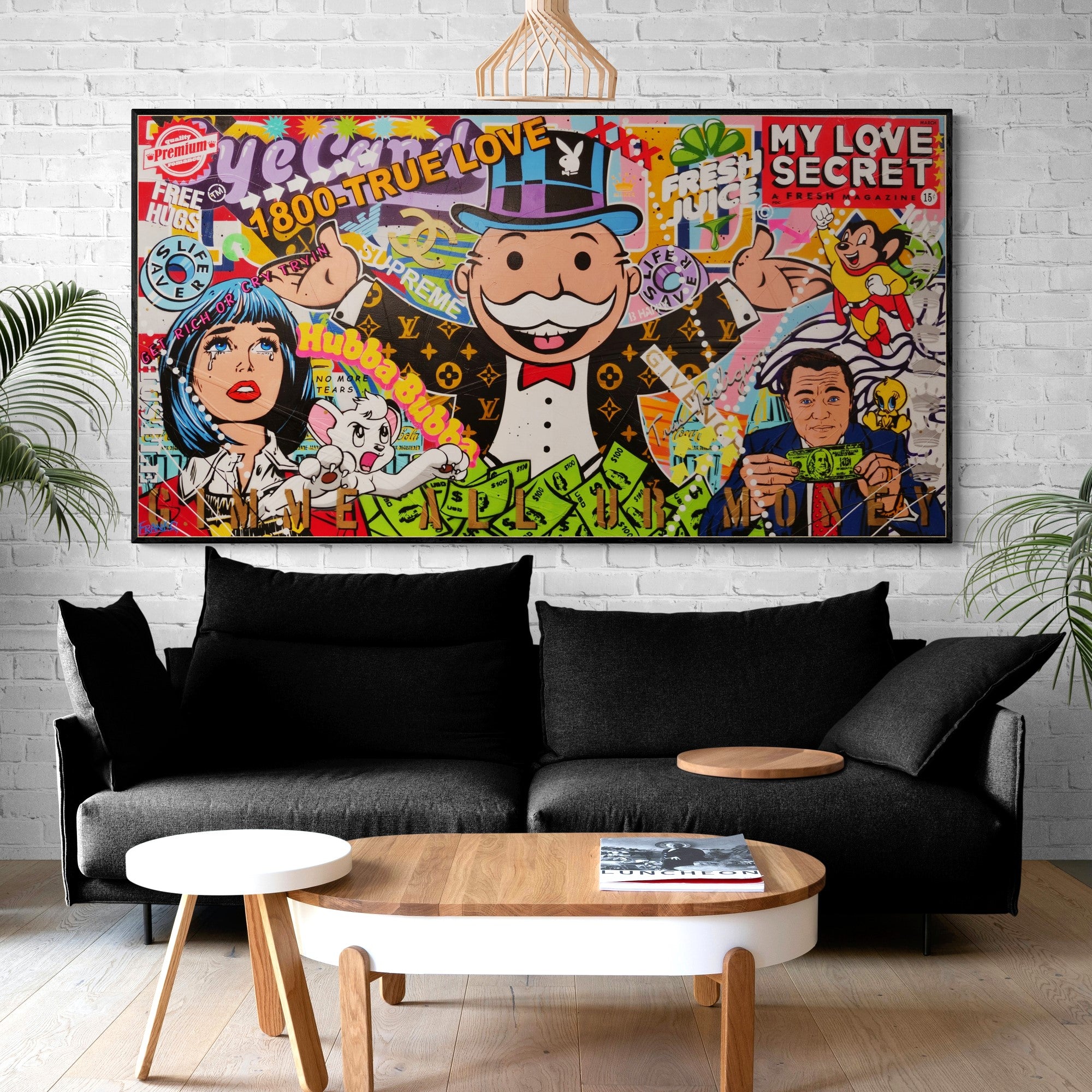 Jackpot Money 190cm x 100cm Monopoly Man Textured Urban Pop Art Painting (SOLD)-Urban Pop Art-Franko-[huge]-[Australian]-[best Selling]-Franklin Art Studio