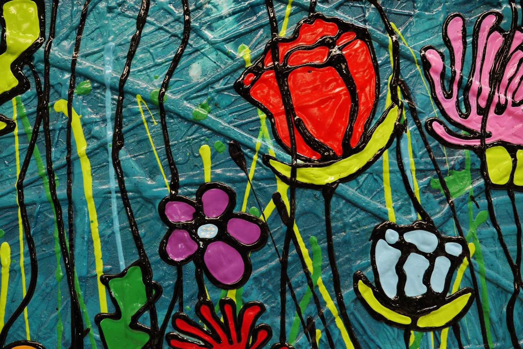 Loaded Bunch 120cm x 150cm Flower Garden Urban Pop Painting (SOLD)