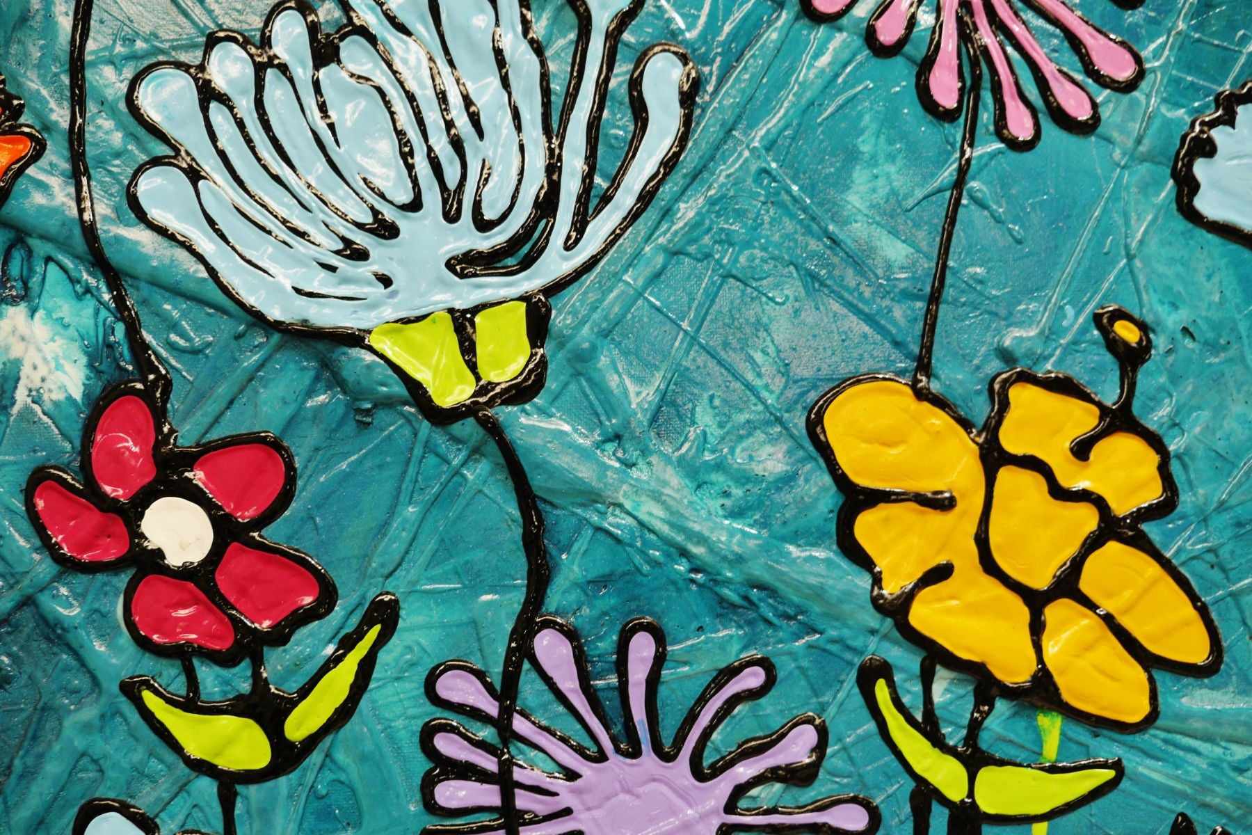 Loaded Bunch 120cm x 150cm Flower Garden Urban Pop Painting (SOLD)-Landscape-[Franko]-[Artist]-[Australia]-[Painting]-Franklin Art Studio