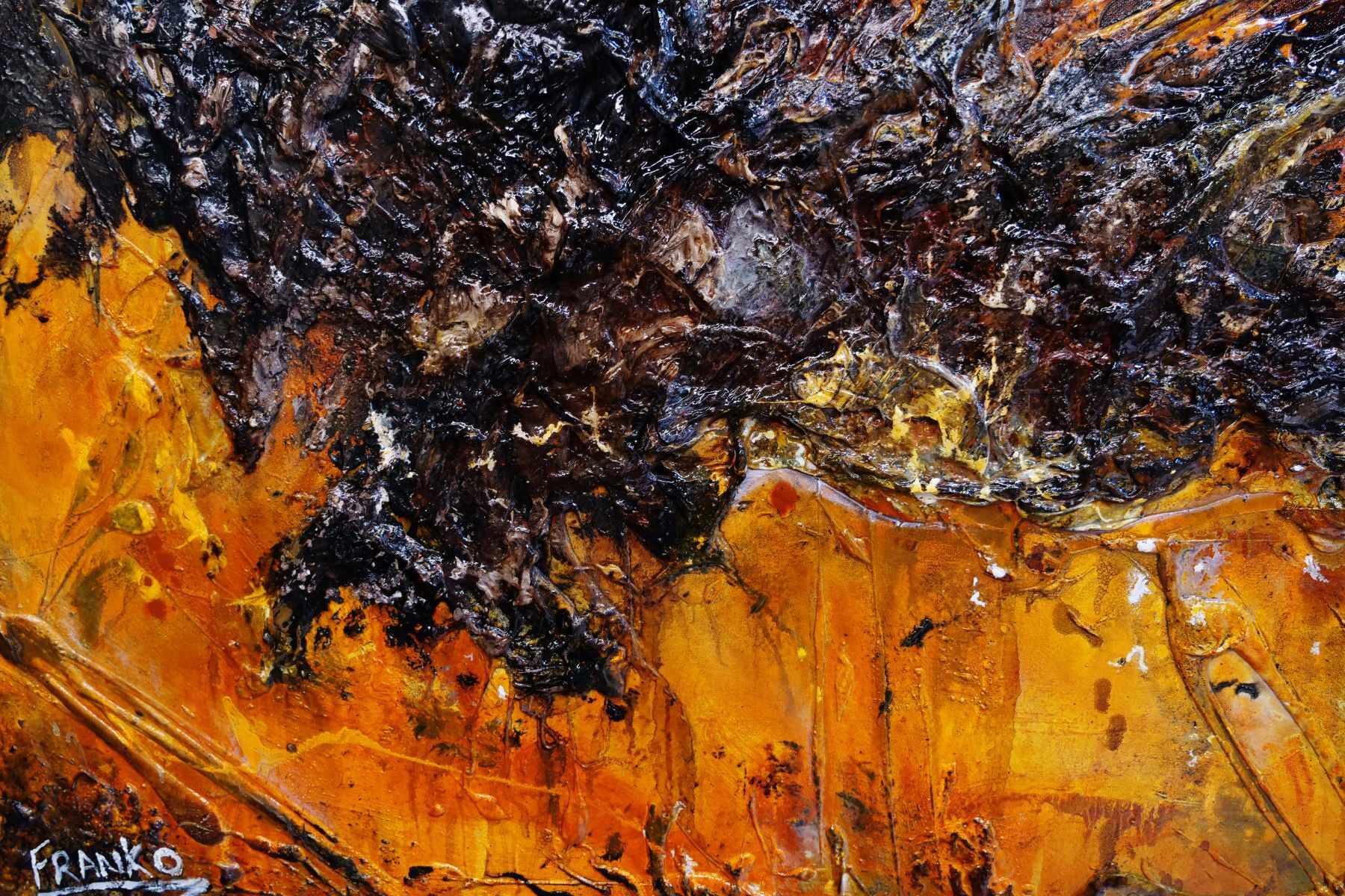 Loaded Sienna 270cm x 120cm Sienna Black Textured Abstract Painting (SOLD)