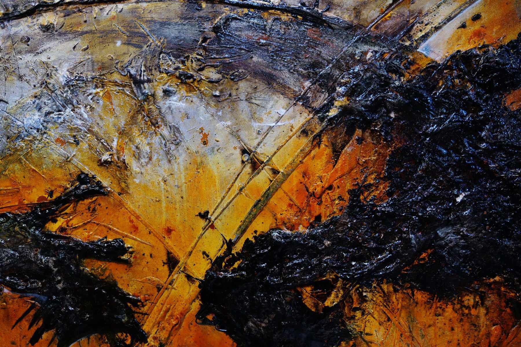 Loaded Sienna 270cm x 120cm Sienna Black Textured Abstract Painting (SOLD)-Abstract-[Franko]-[Artist]-[Australia]-[Painting]-Franklin Art Studio
