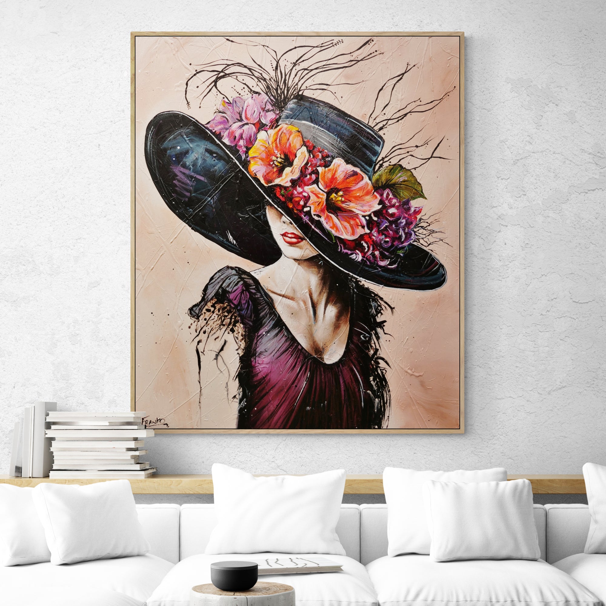 Brittany 120cm x 100cm Flower Hat Abstract Elegance Textured Painting (SOLD)