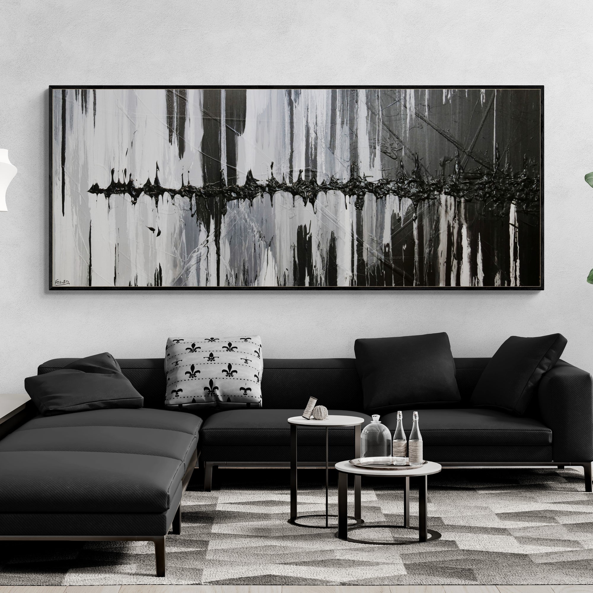 Variance 240cm x 100cm Black Grey Silver Textured Abstract Painting (SOLD)-Abstract-[Franko_Artist]-[Australian_artist]-[Gold_Coast]-[Brisbane]-[modern]-[contemporary]-[original]-[Large_artwork]-[The_Block]-[Dream_Homes]-[ideas]-[Grand_Designs]-[Art_Lover]-Franklin Art Studio