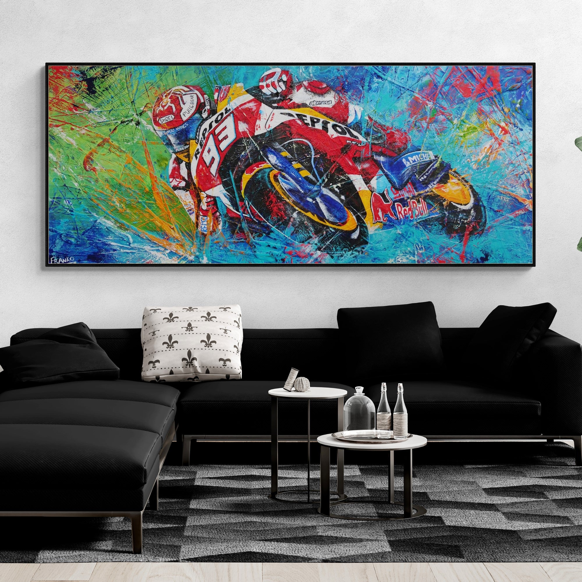 Rockstar 93 Marquez 240cm x 100cm Marc Marquez Textured Abstract Realism Painting-abstract realism-Franko-[huge]-[Australian]-[best Selling]-Franklin Art Studio
