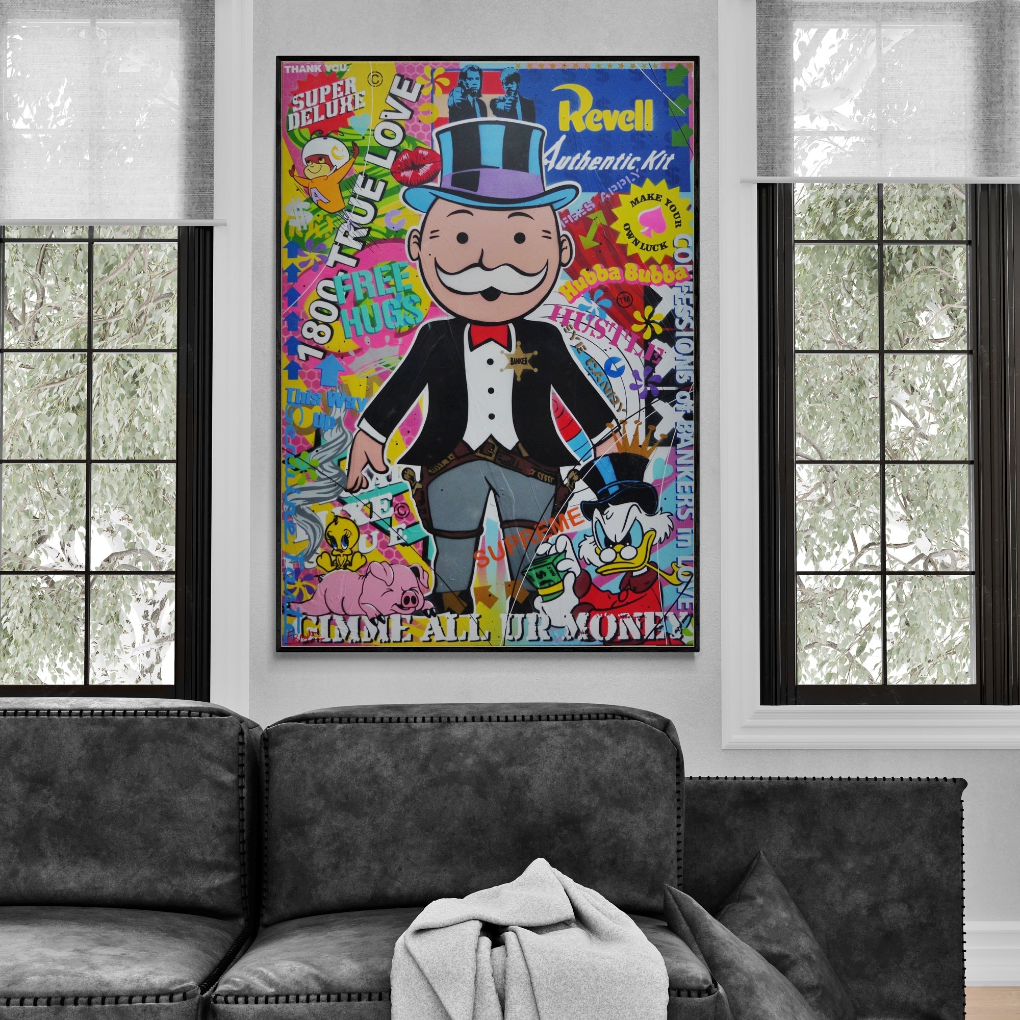 The Banker 140cm x 100cm Monopoly Man Textured Urban Pop Art Painting (SOLD)