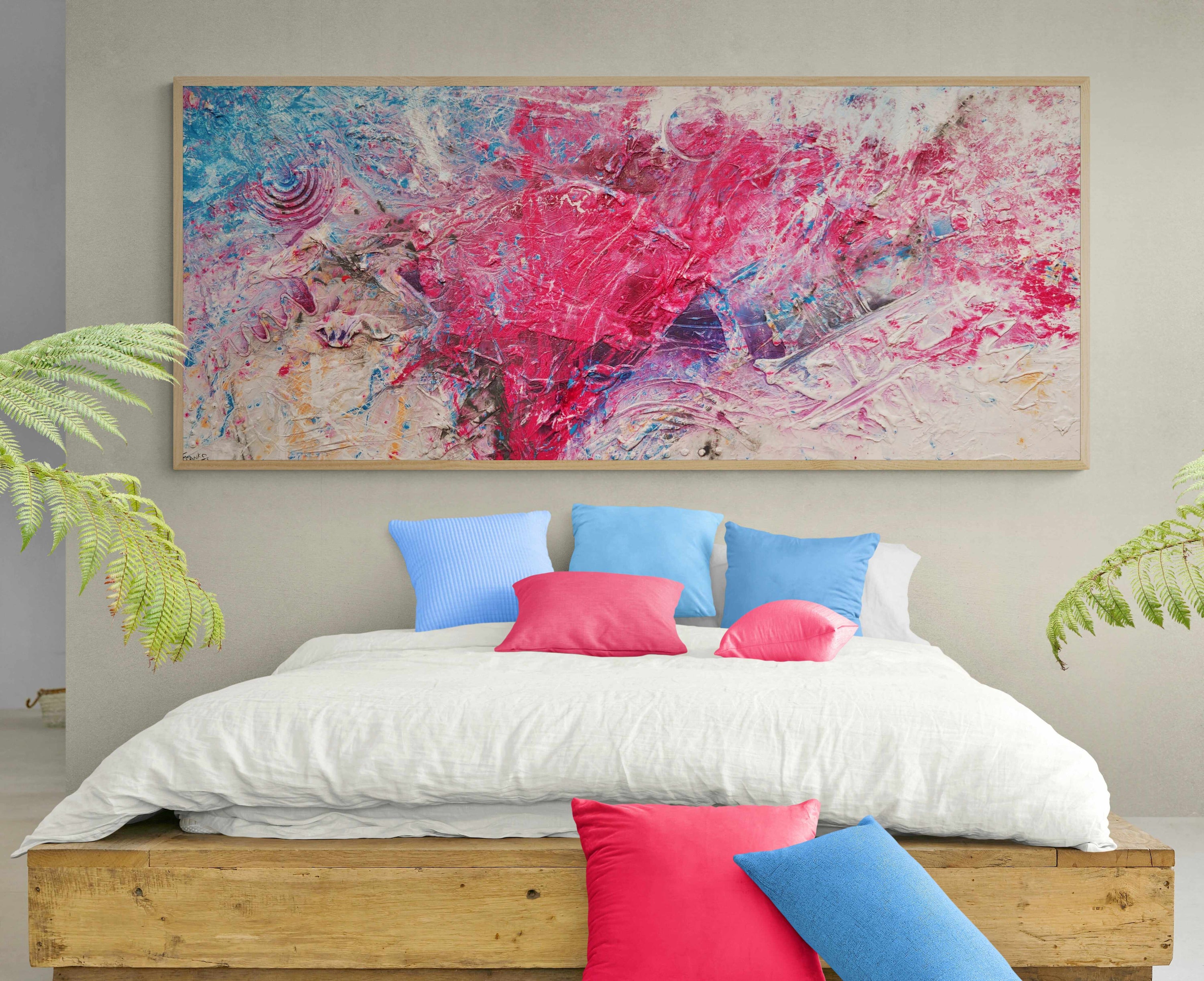 Love Masquerade 240cm x 100cm Pink Textured Abstract Painting (SOLD)-Abstract-[Franko]-[Artist]-[Australia]-[Painting]-Franklin Art Studio