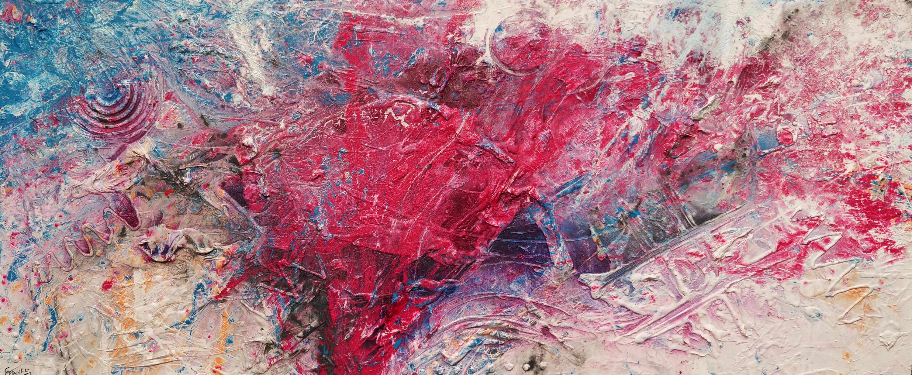 Love Masquerade 240cm x 100cm Pink Textured Abstract Painting (SOLD)-Abstract-Franko-[Franko]-[Australia_Art]-[Art_Lovers_Australia]-Franklin Art Studio