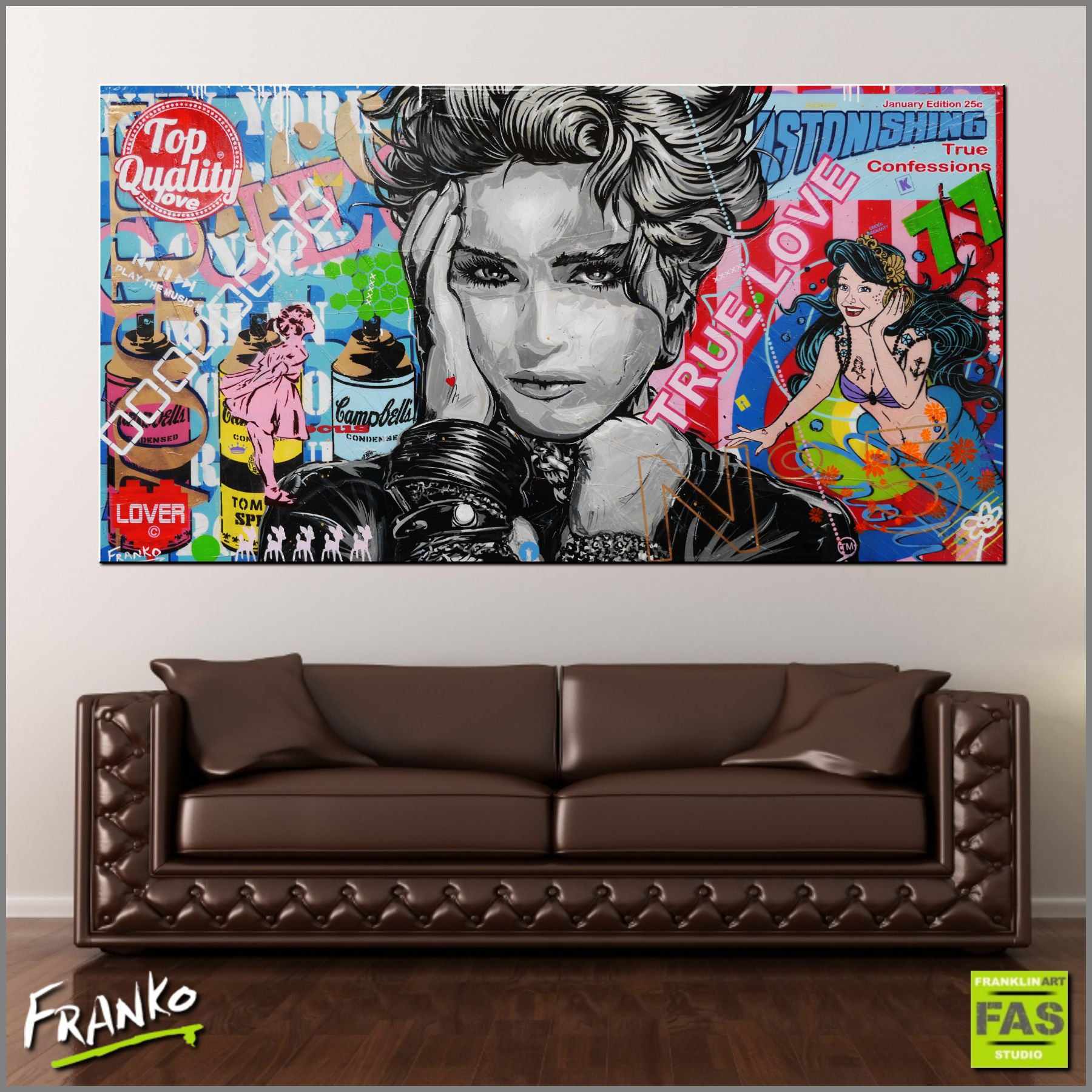Lucky Star 190cm x 100cm Madonna Urban Pop Art Painting (SOLD)-urban pop-[Franko_Artist]-[Australian_artist]-[Gold_Coast]-[Brisbane]-[modern]-[contemporary]-[original]-[Large_artwork]-[The_Block]-[Dream_Homes]-[ideas]-[Grand_Designs]-[Art_Lover]-Franklin Art Studio