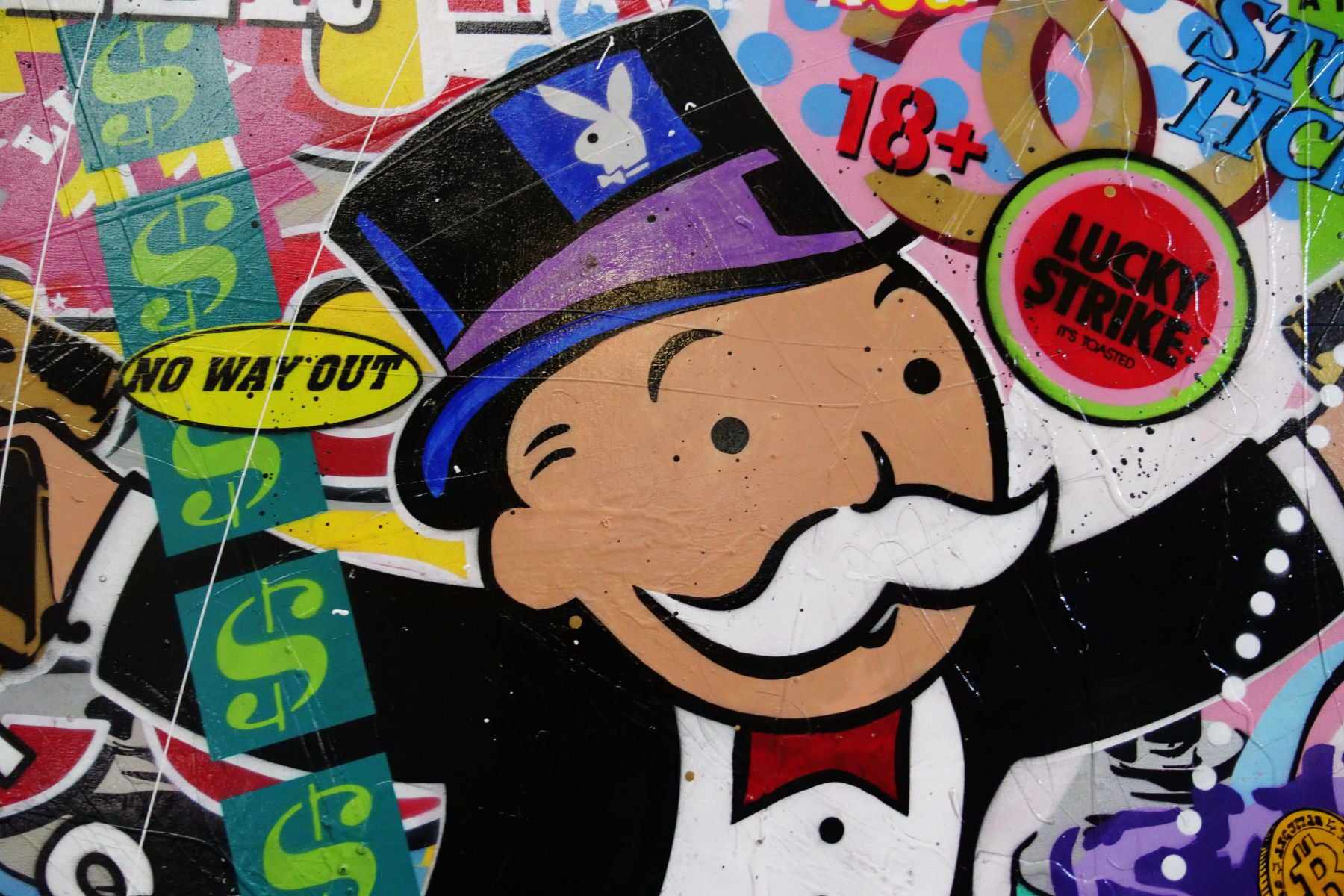 Lucky Strike Monopoly 190cm x 100cm Monopoly Man Textured Urban Pop Art Painting (SOLD)