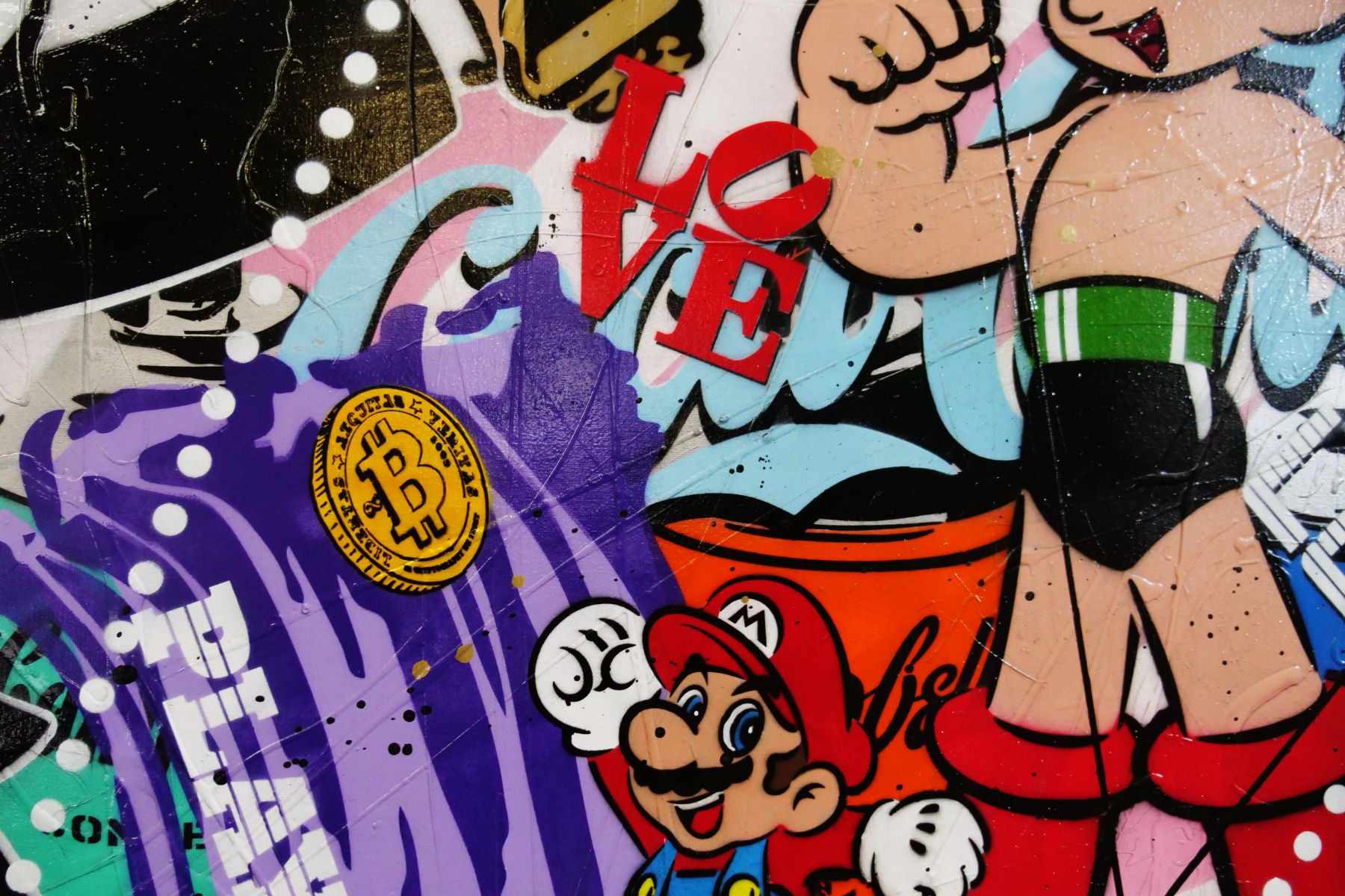 Lucky Strike Monopoly 190cm x 100cm Monopoly Man Textured Urban Pop Art Painting (SOLD)-Urban Pop Art-[Franko]-[Artist]-[Australia]-[Painting]-Franklin Art Studio