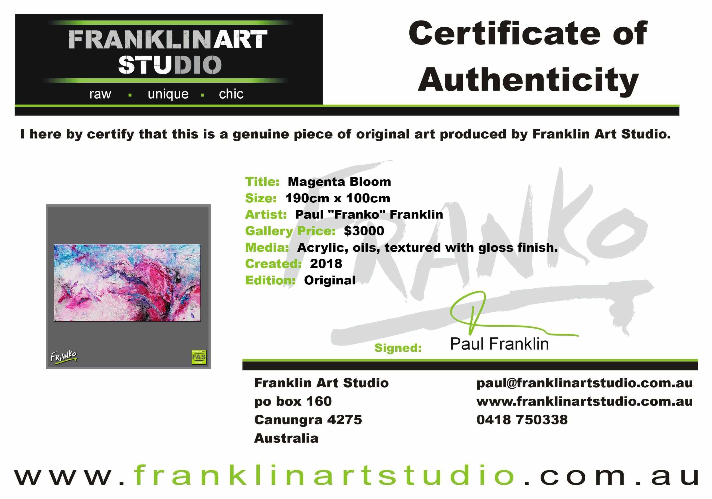 Magenta Bloom 190cm x 100cm White Pink Abstract Painting (SOLD)-Abstract-[Franko Artist]-[Cheryl]-[Wendy]-[Gabriela]-Franklin Art Studio