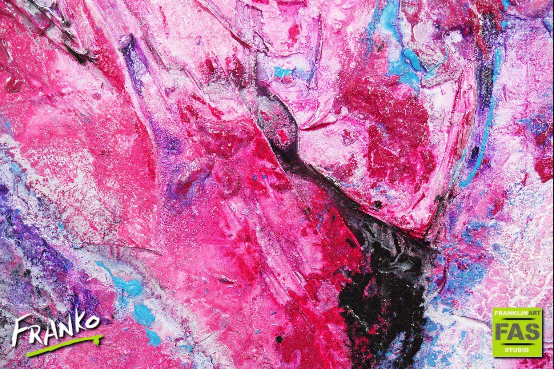 Magenta Bloom 190cm x 100cm White Pink Abstract Painting (SOLD)