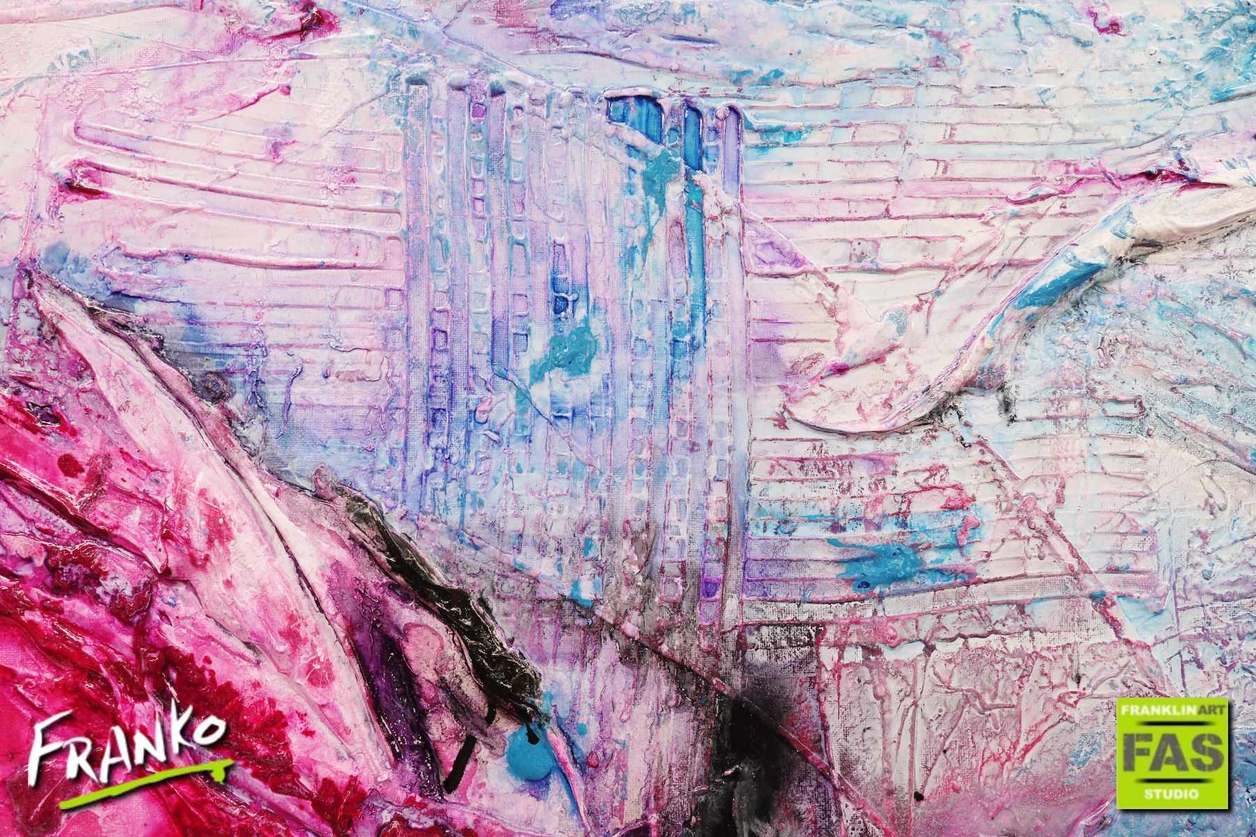 Magenta Bloom 190cm x 100cm White Pink Abstract Painting (SOLD)-Abstract-[Franko]-[Artist]-[Australia]-[Painting]-Franklin Art Studio