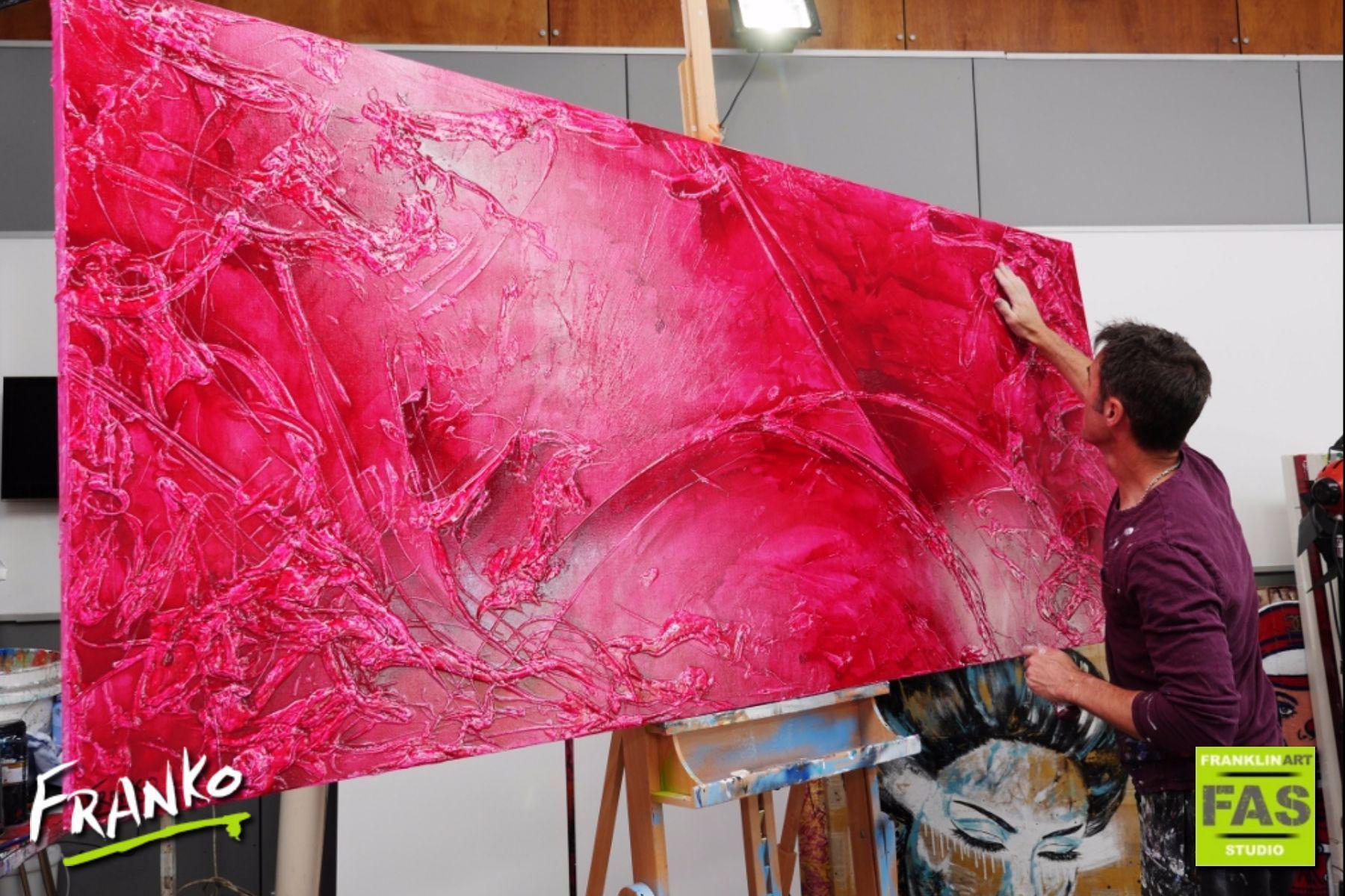 Magenta Bomb 240cm x 100cm *PURE INFUSED INK* Pink Abstract Painting (SOLD)-abstract-Franko-[franko_artist]-[Art]-[interior_design]-Franklin Art Studio