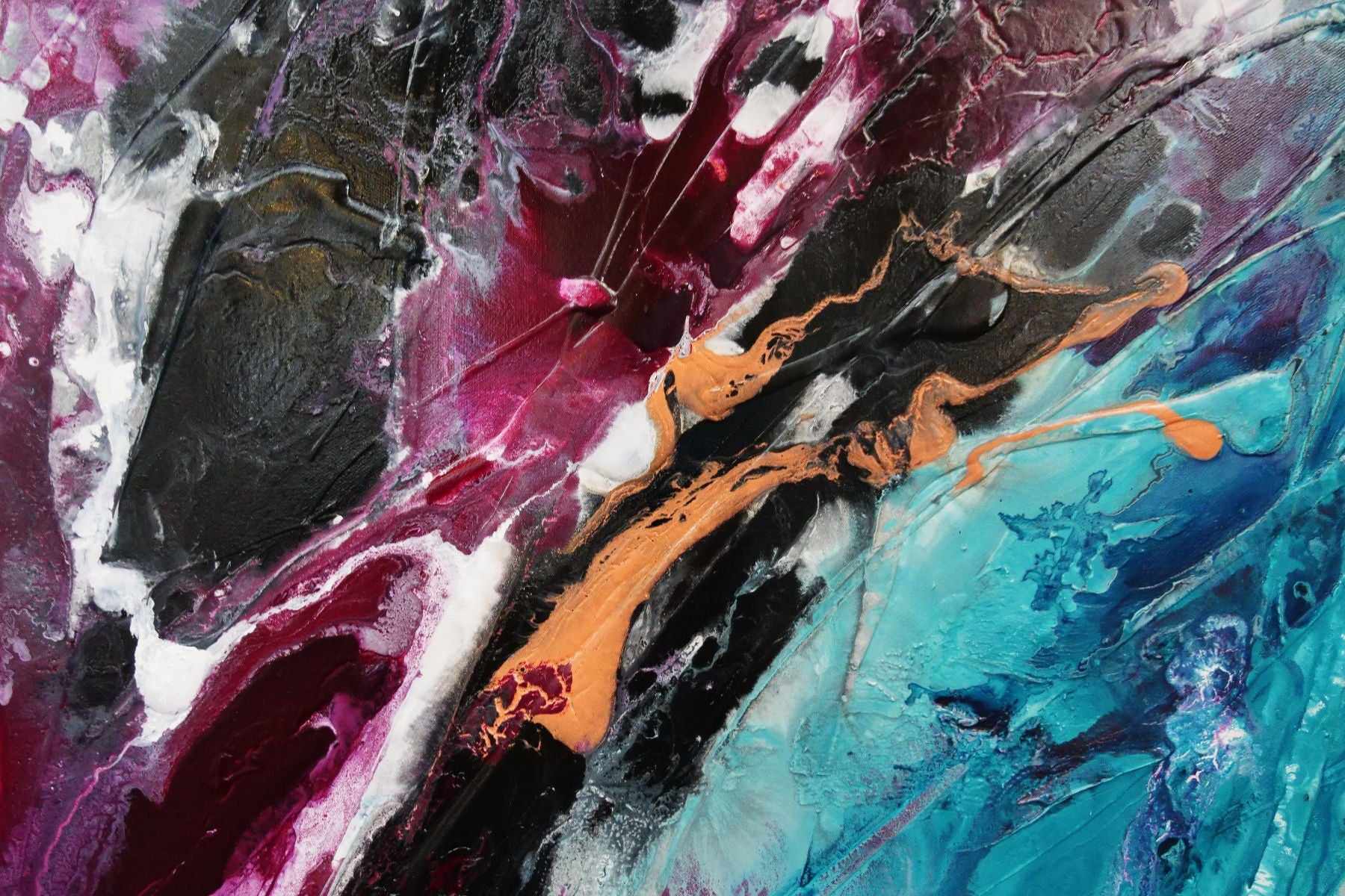 Magenta Candy Rush 190cm x 100cm Teal Magenta Textured Abstract Painting (SOLD)