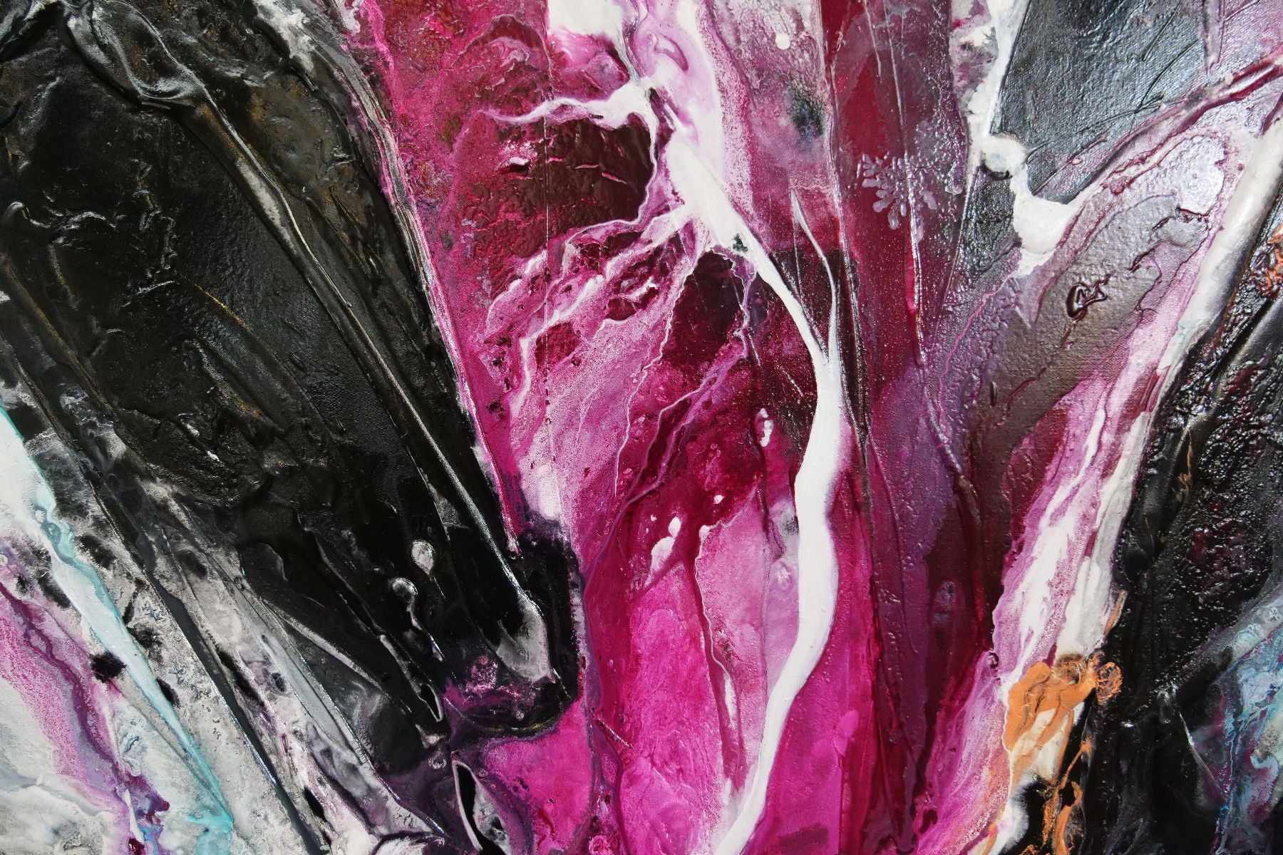 Magenta Candy Rush 190cm x 100cm Teal Magenta Textured Abstract Painting (SOLD)