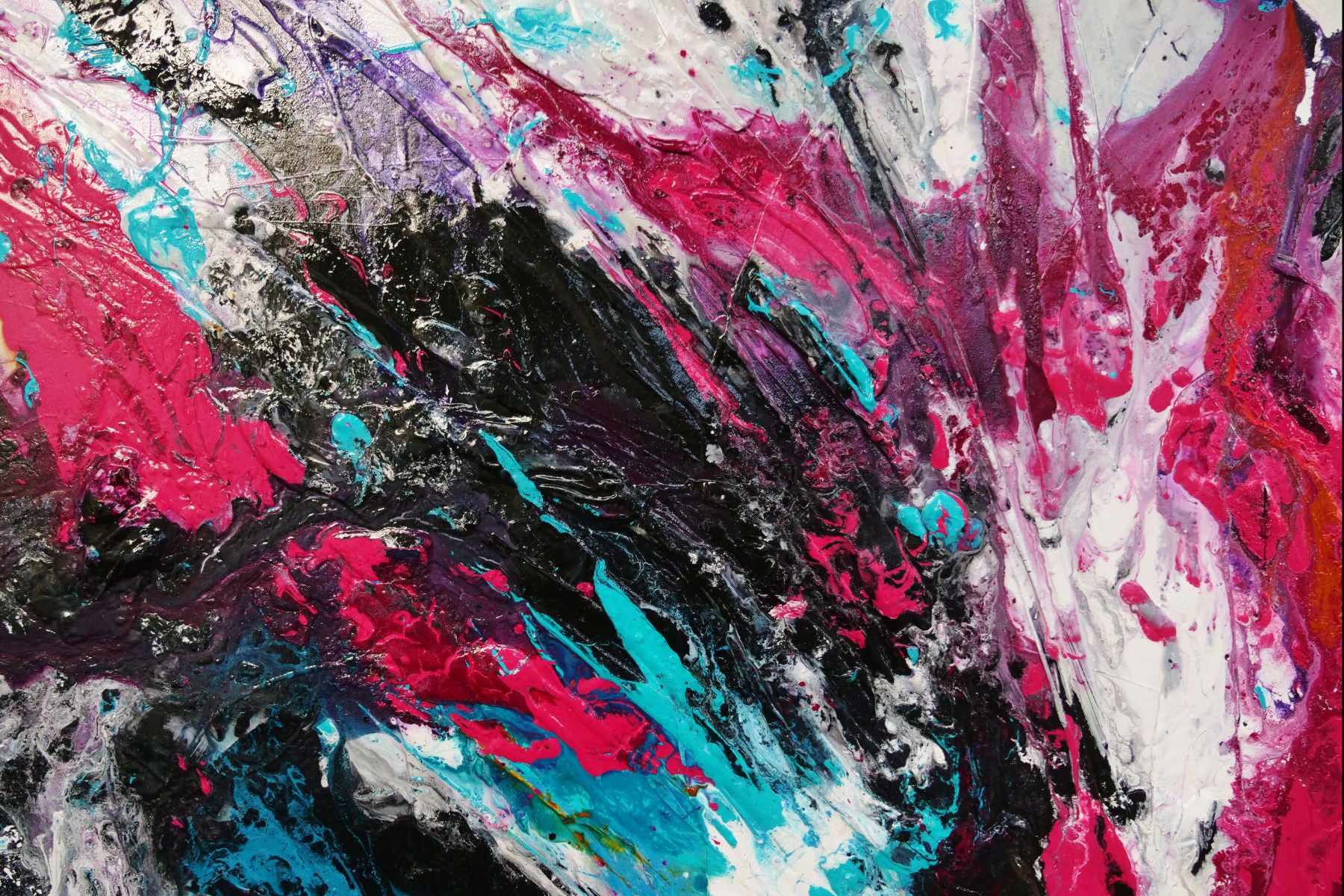 Magenta Romance 270cm x 120cm Blue Pink Textured Abstract Painting (SOLD)