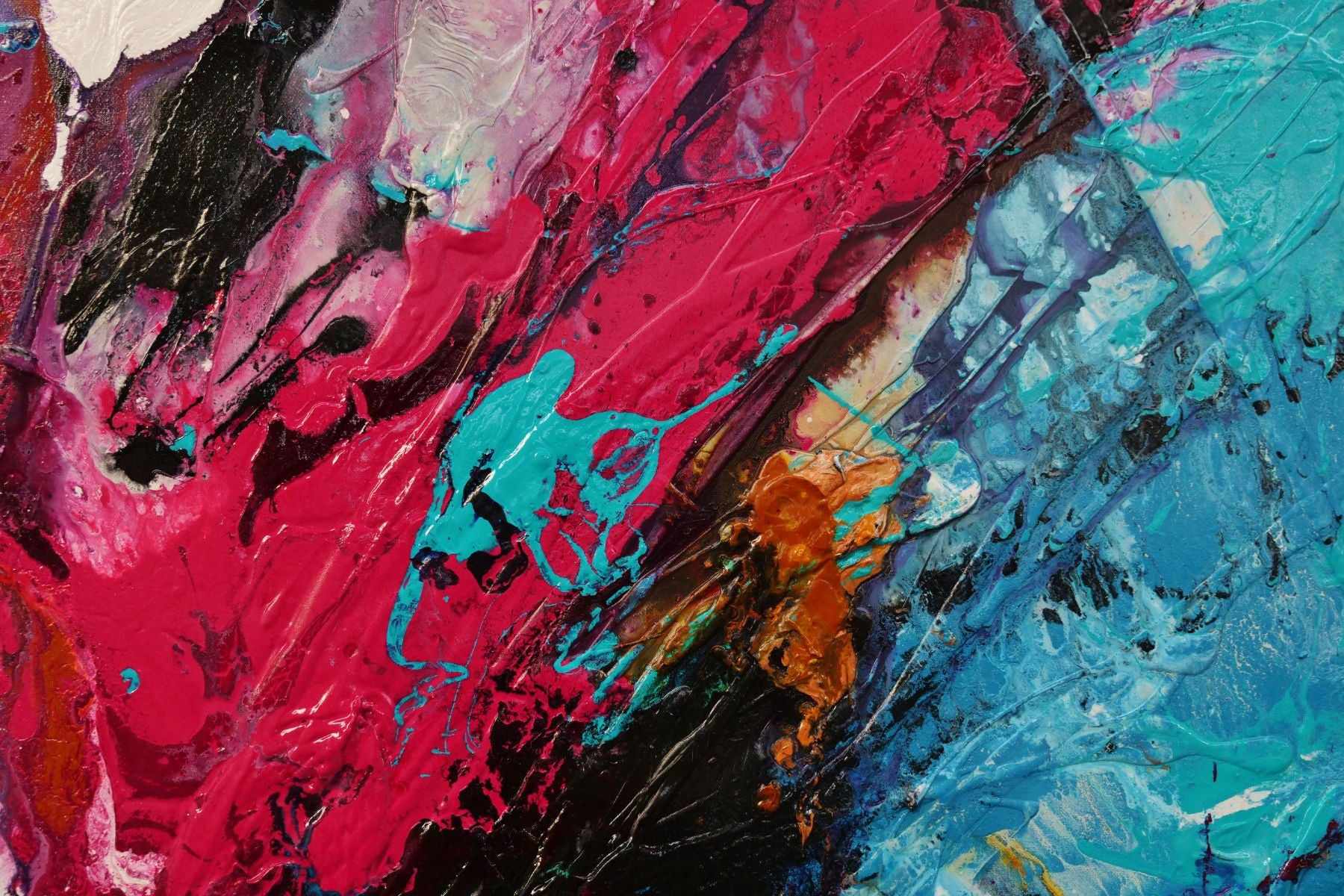Magenta Romance 270cm x 120cm Blue Pink Textured Abstract Painting (SOLD)-Abstract-[Franko]-[Artist]-[Australia]-[Painting]-Franklin Art Studio