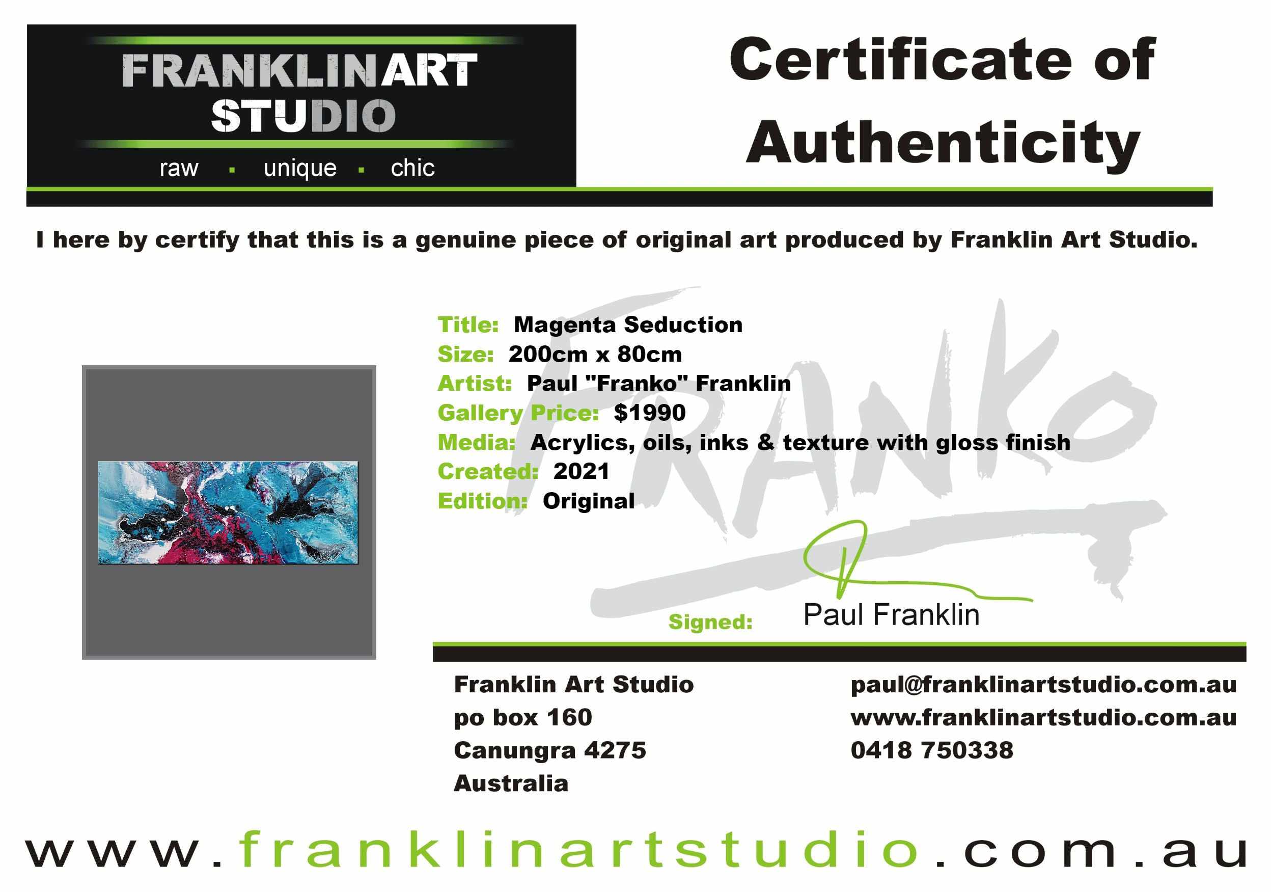 Magenta Seduction 200cm x 80cm Pink Blue Textured Abstract Painting (SOLD)-Abstract-Franko-[franko_art]-[beautiful_Art]-[The_Block]-Franklin Art Studio