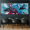 Magenta Seduction 200cm x 80cm Pink Blue Textured Abstract Painting (SOLD)-Abstract-Franko-[Franko]-[huge_art]-[Australia]-Franklin Art Studio