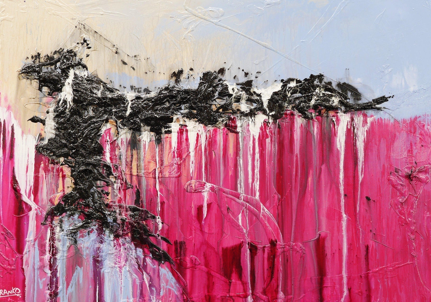 Magenta Urge 140cm x 100cm Pink Abstract Painting (SOLD)-Abstract-Franko-[Franko]-[Australia_Art]-[Art_Lovers_Australia]-Franklin Art Studio